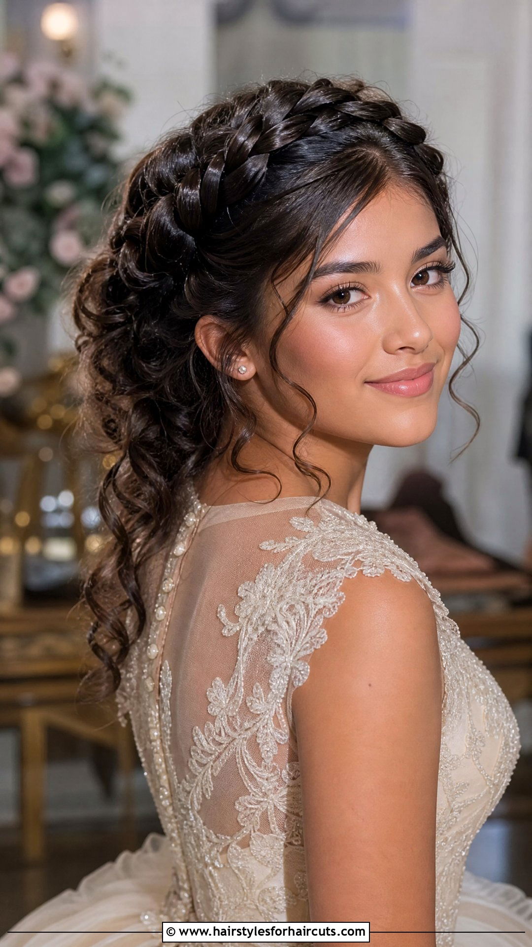 Braided Crown On Curly Hair Quinceanera - 25 quinceanera hairstyles for curly hair - 25 quinceanera hairstyles for curly hair