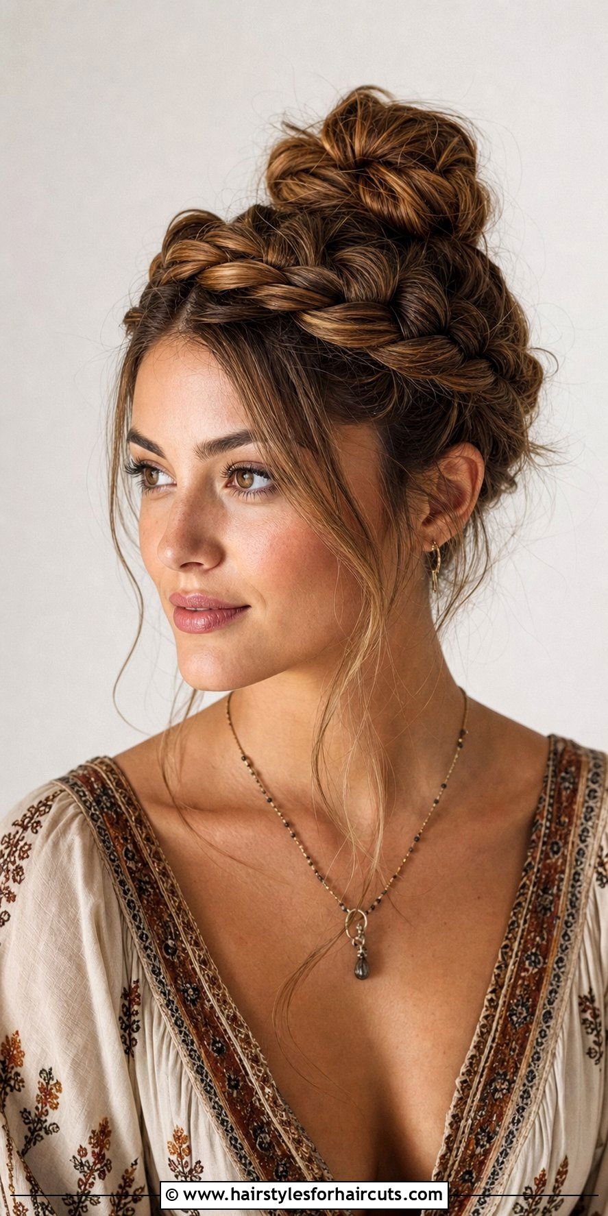 Braided Crown Top Knot - 25 top knot hairstyles - 25 top knot hairstyles