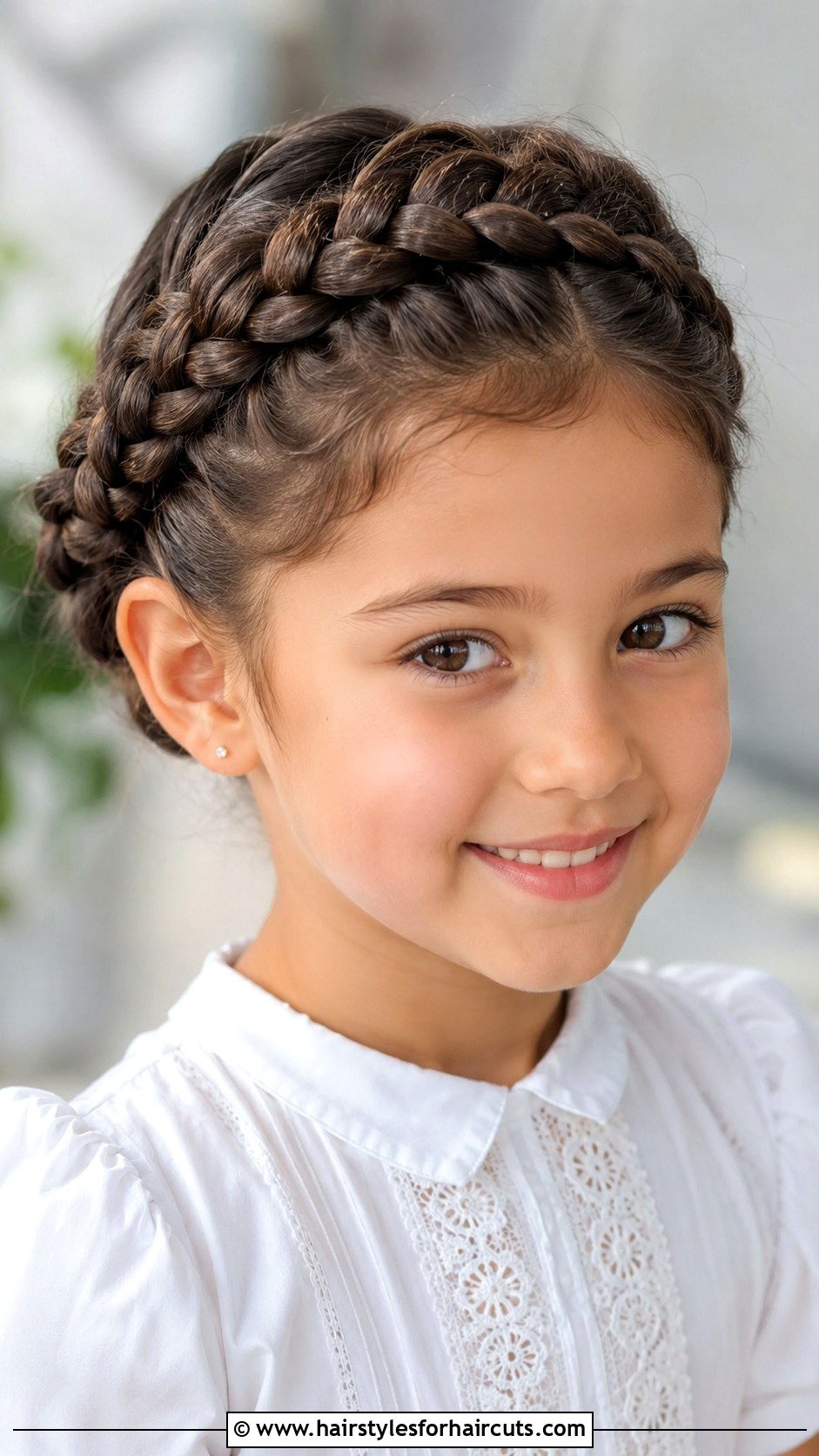 Braided Crown Updo - 25 elementary school long hair picture day hairstyles - 25 elementary school long hair picture day hairstyles