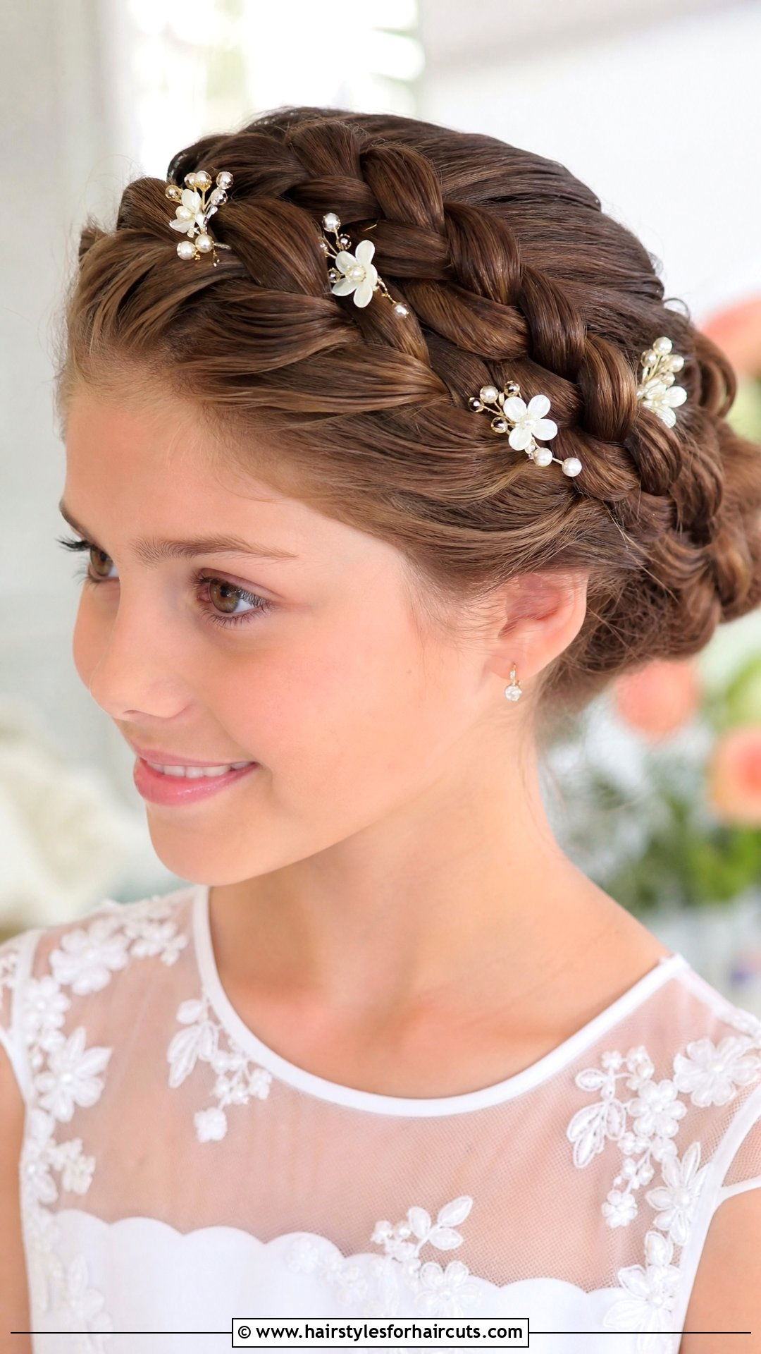 Braided Crown Updo - 25 hairstyles for 10 year old girls - 25 hairstyles for 10 year old girls