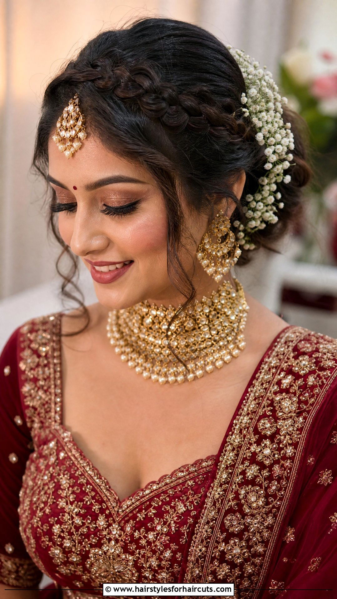 Braided Crown Updo - 25 mehndi hairstyles - 25 mehndi hairstyles
