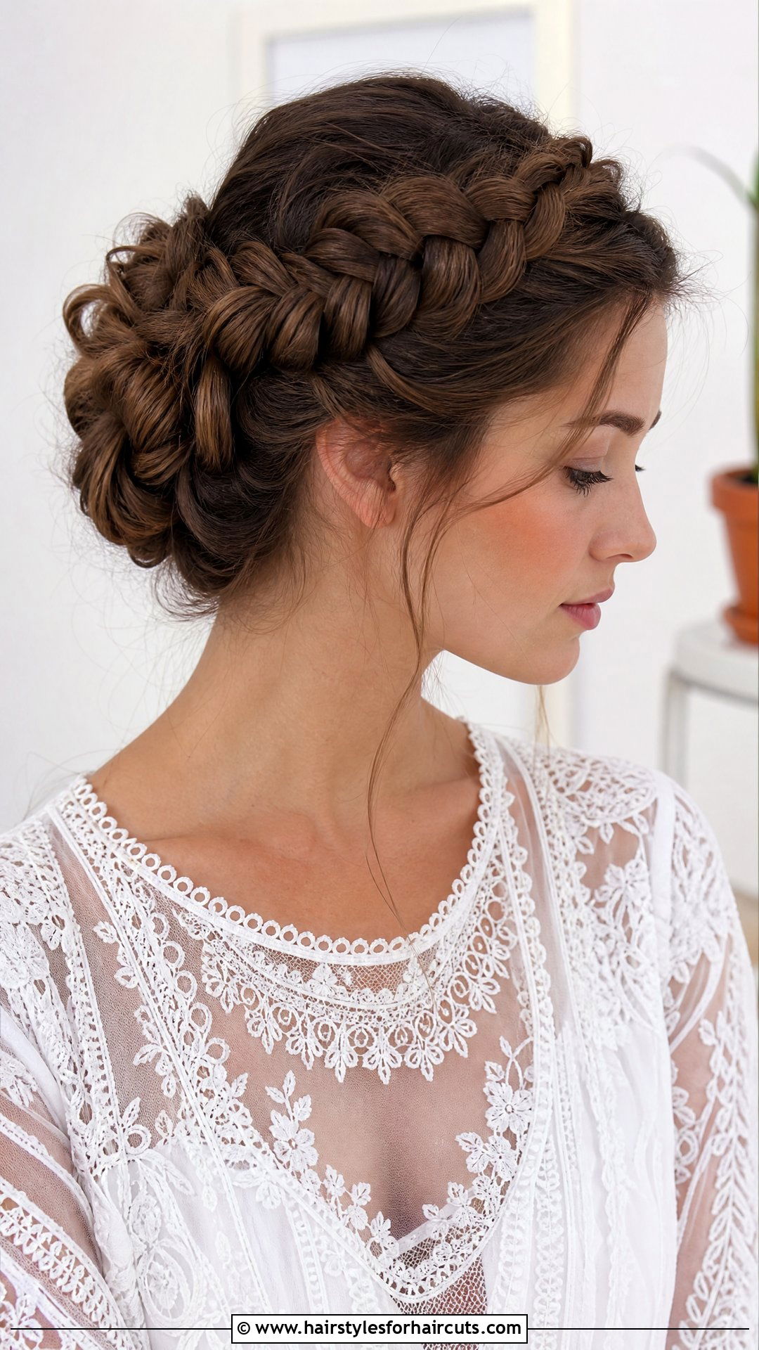 Braided Crown Updo - 25 updo hairstyles for medium hair - 25 updo hairstyles for medium hair