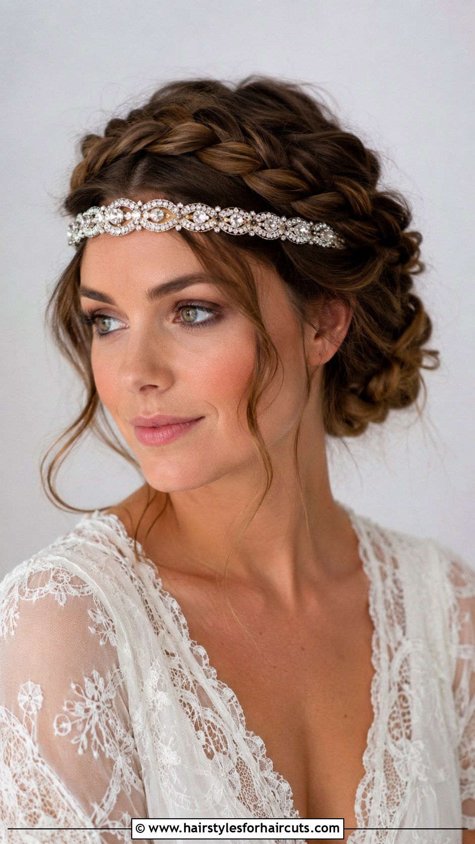 Braided Crown Updo With 1920s Headband - 25 1920s hairstyles for long hair with headband - 25 1920s hairstyles for long hair with headband