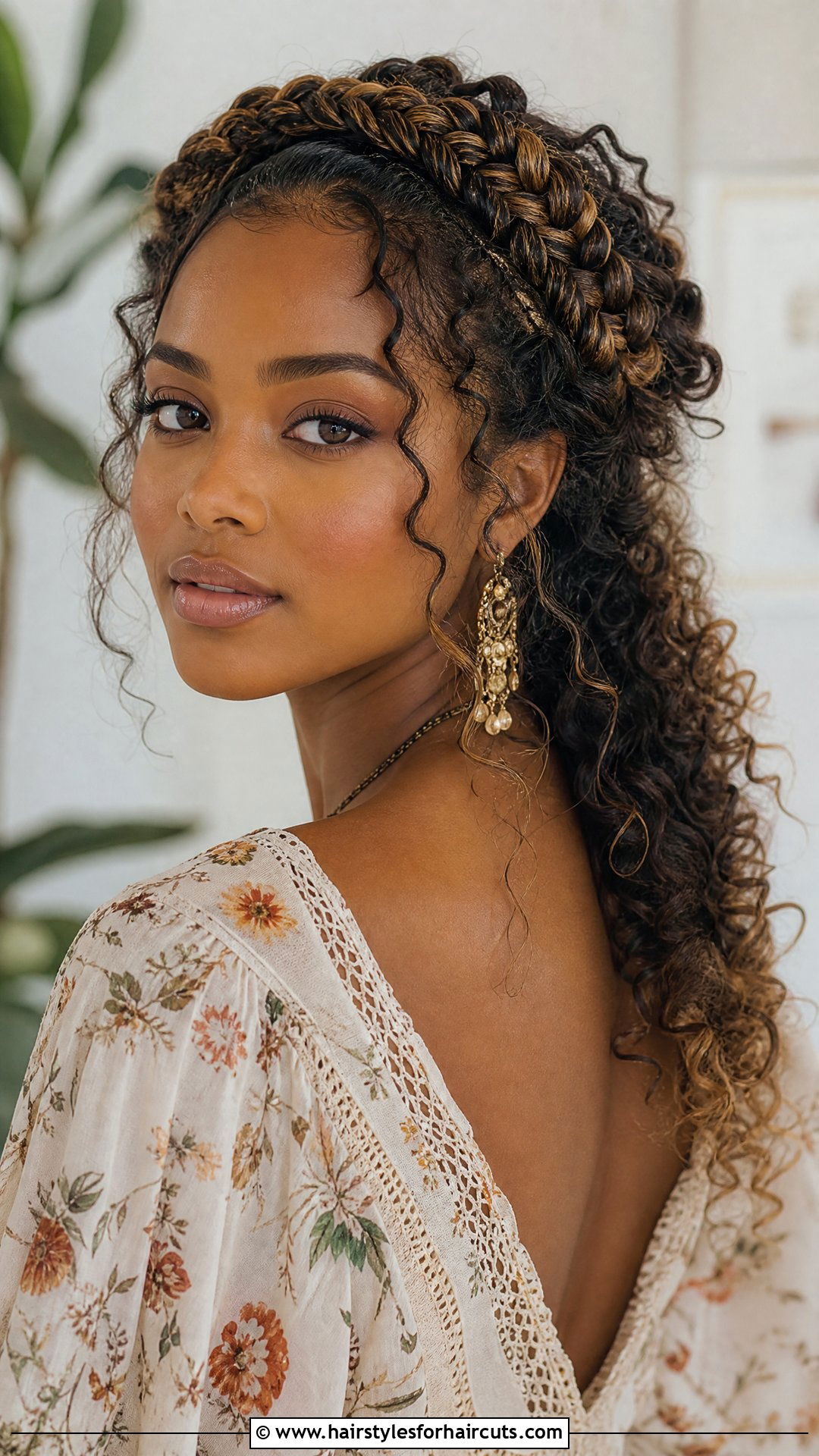 Braided Crown With Curls - 25 wedding hairstyles for black women - 25 wedding hairstyles for black women