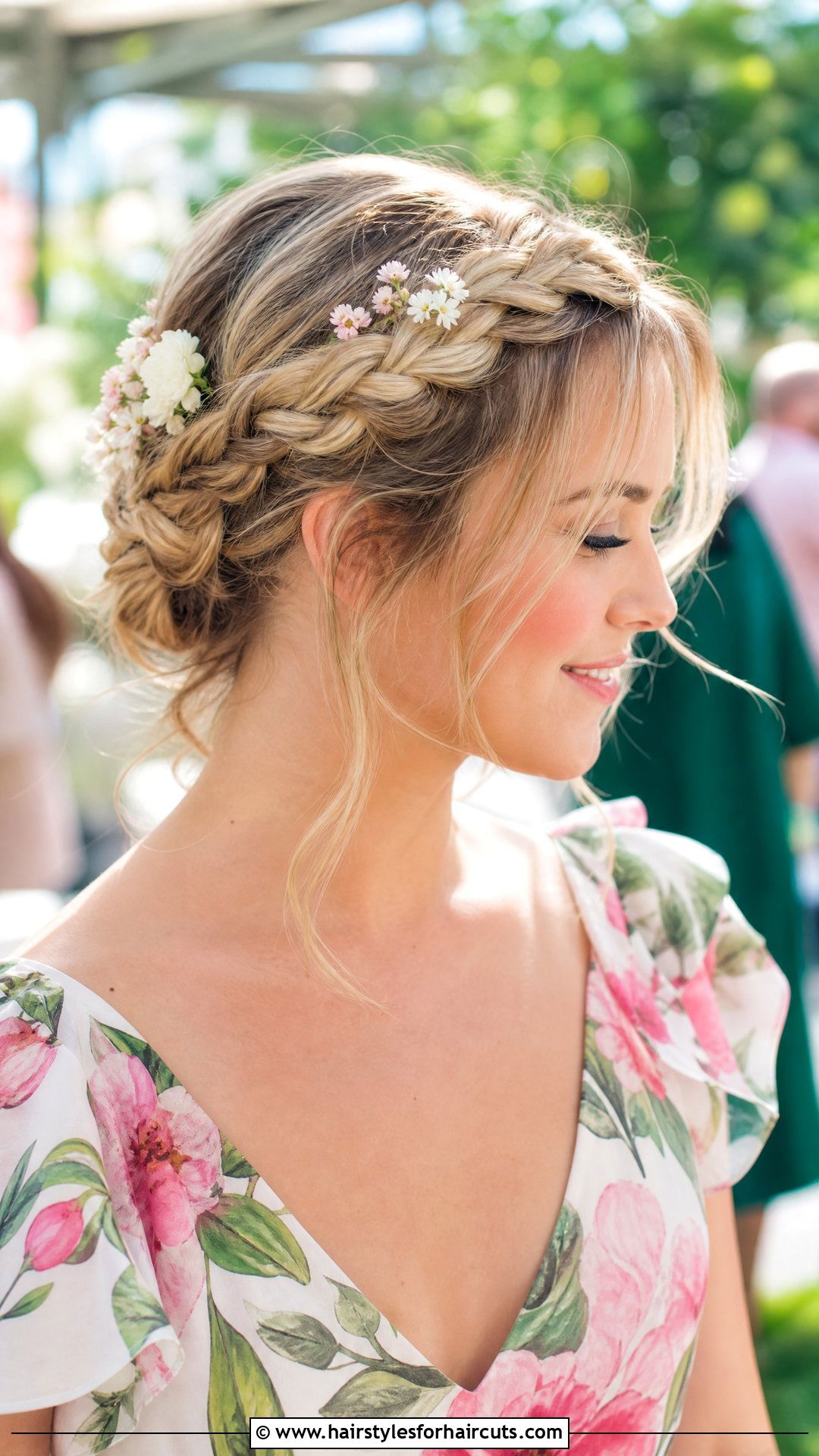 Braided Crown With Flower Pins - 25 hairstyles with hair accessories - 25 hairstyles with hair accessories