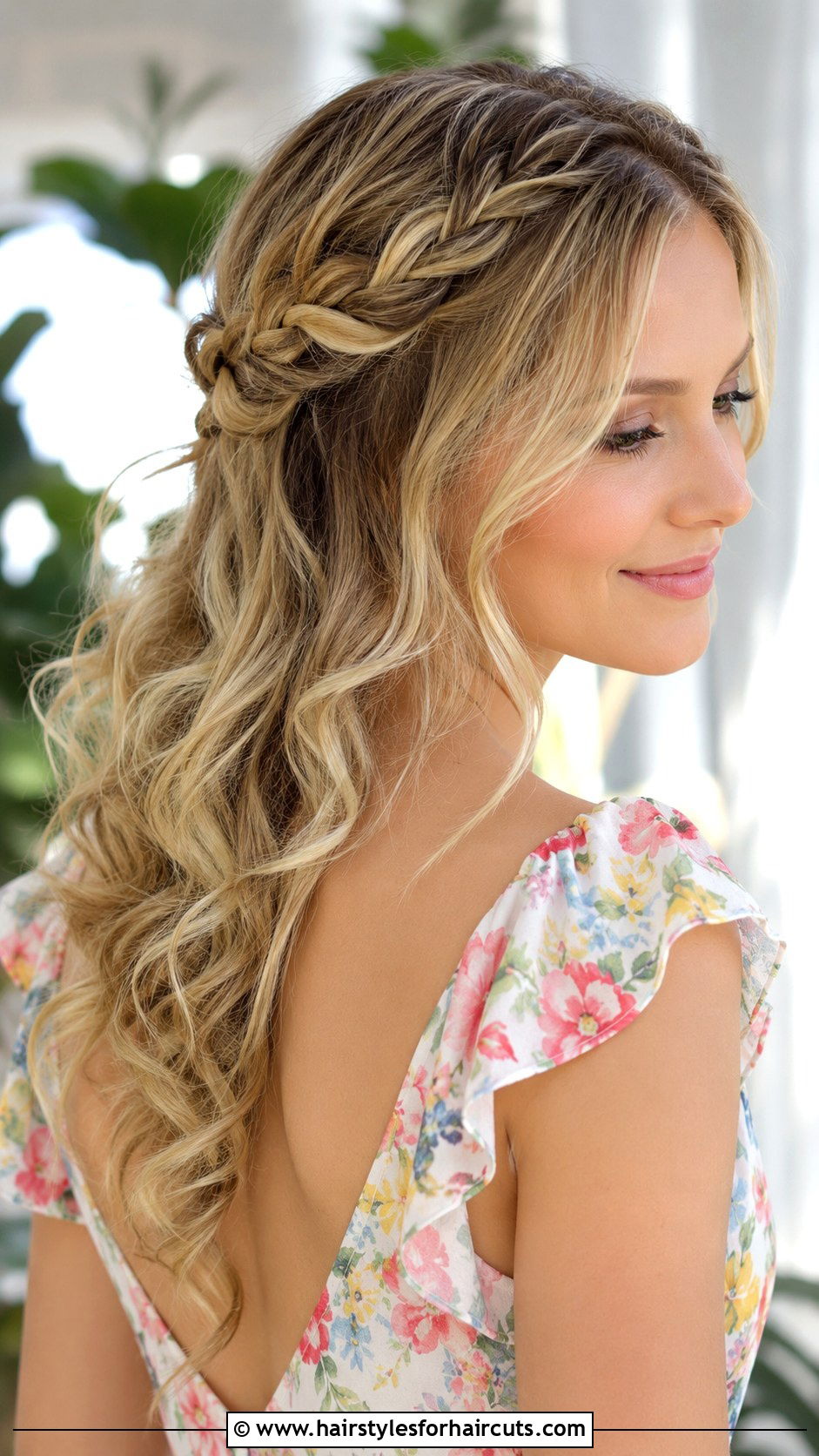 Braided Crown With Loose Curls - 25 curly hair quince hairstyles - 25 curly hair quince hairstyles