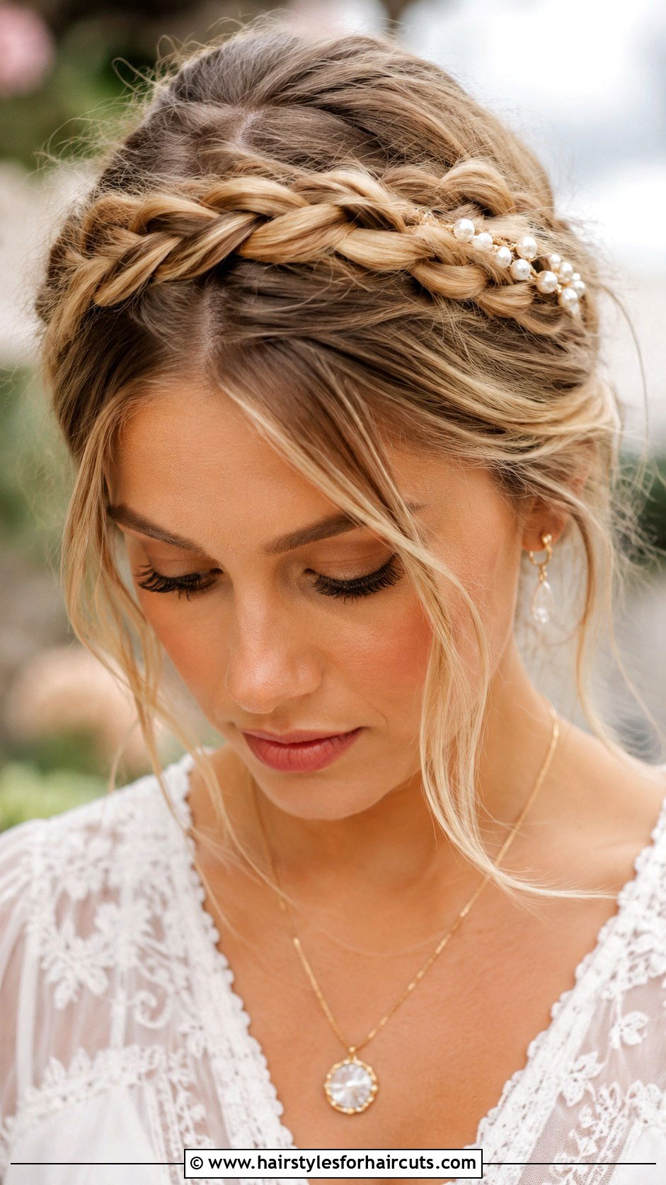 Braided Crown With Pearl Clips - 25 easy hairstyles with hair clips - 25 easy hairstyles with hair clips
