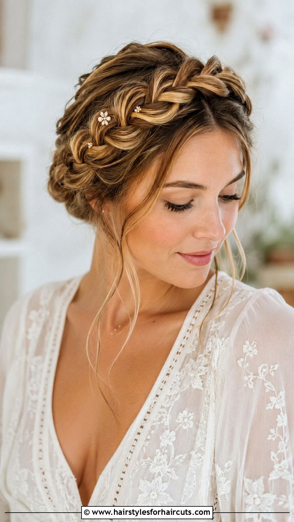 Braided Crown With Small Clips - 25 hair clip hairstyles for long hair - 25 hair clip hairstyles for long hair