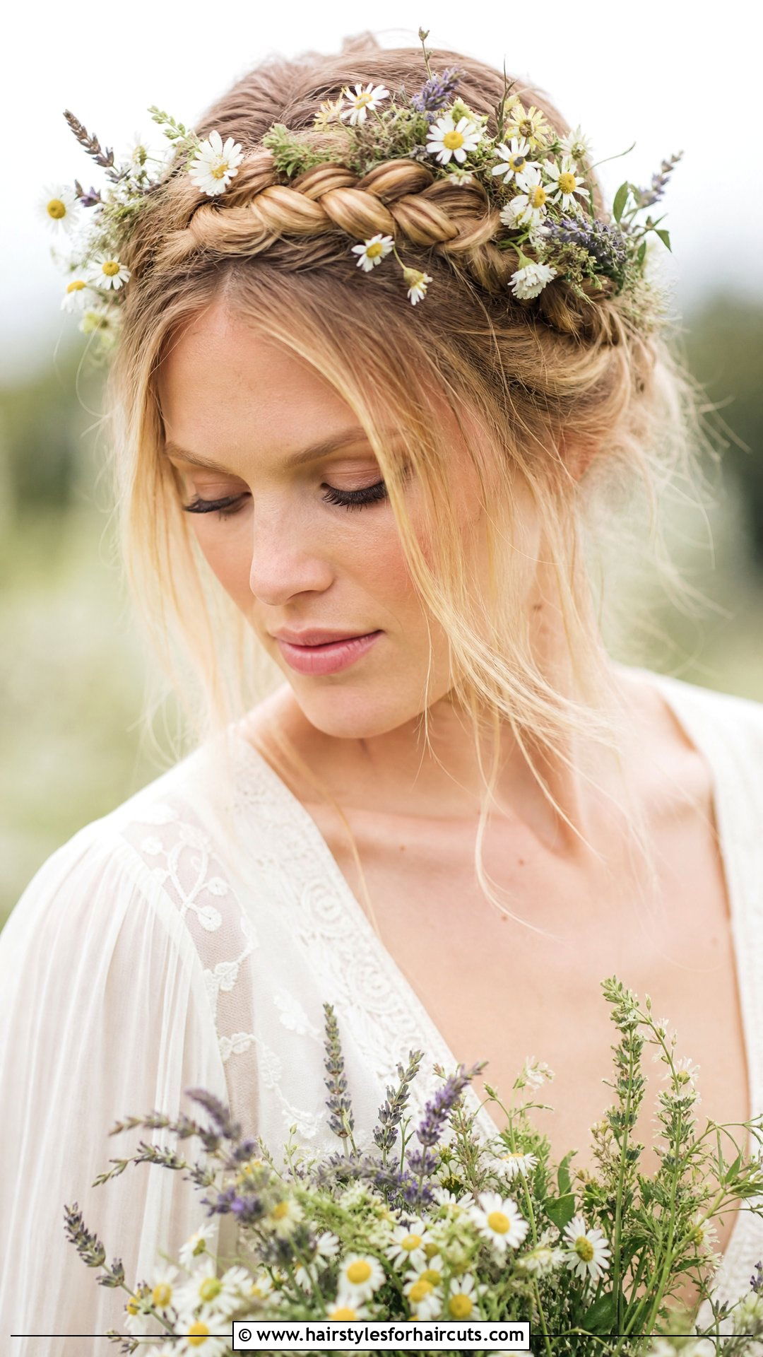 Braided Crown With Wildflowers - 25 flowers in hairstyles - 25 flowers in hairstyles