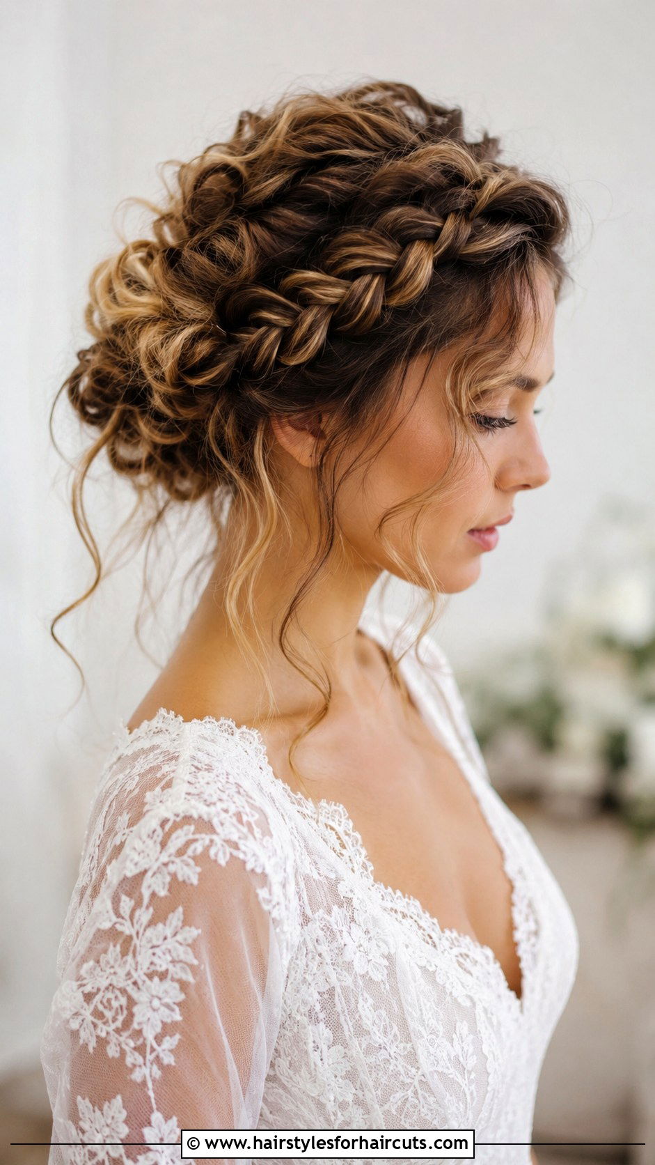Braided Curly Bridal Crown - 25 curly bridal hairstyles - 25 curly bridal hairstyles