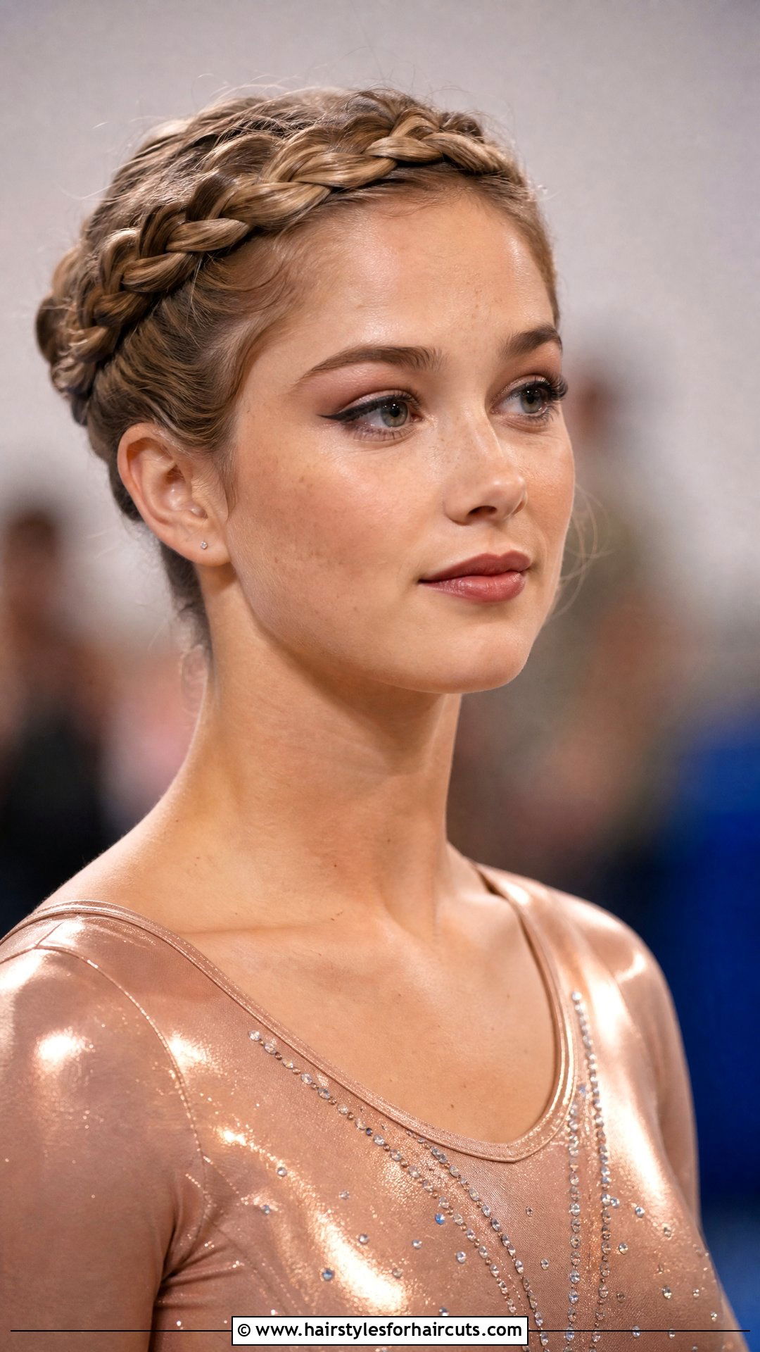 Braided Halo Updo - 25 gymnastics hairstyles - 25 gymnastics hairstyles