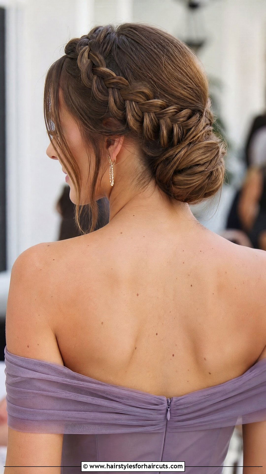 Braided Low Bun - 25 hairstyles for off the shoulder dress - 25 hairstyles for off the shoulder dress