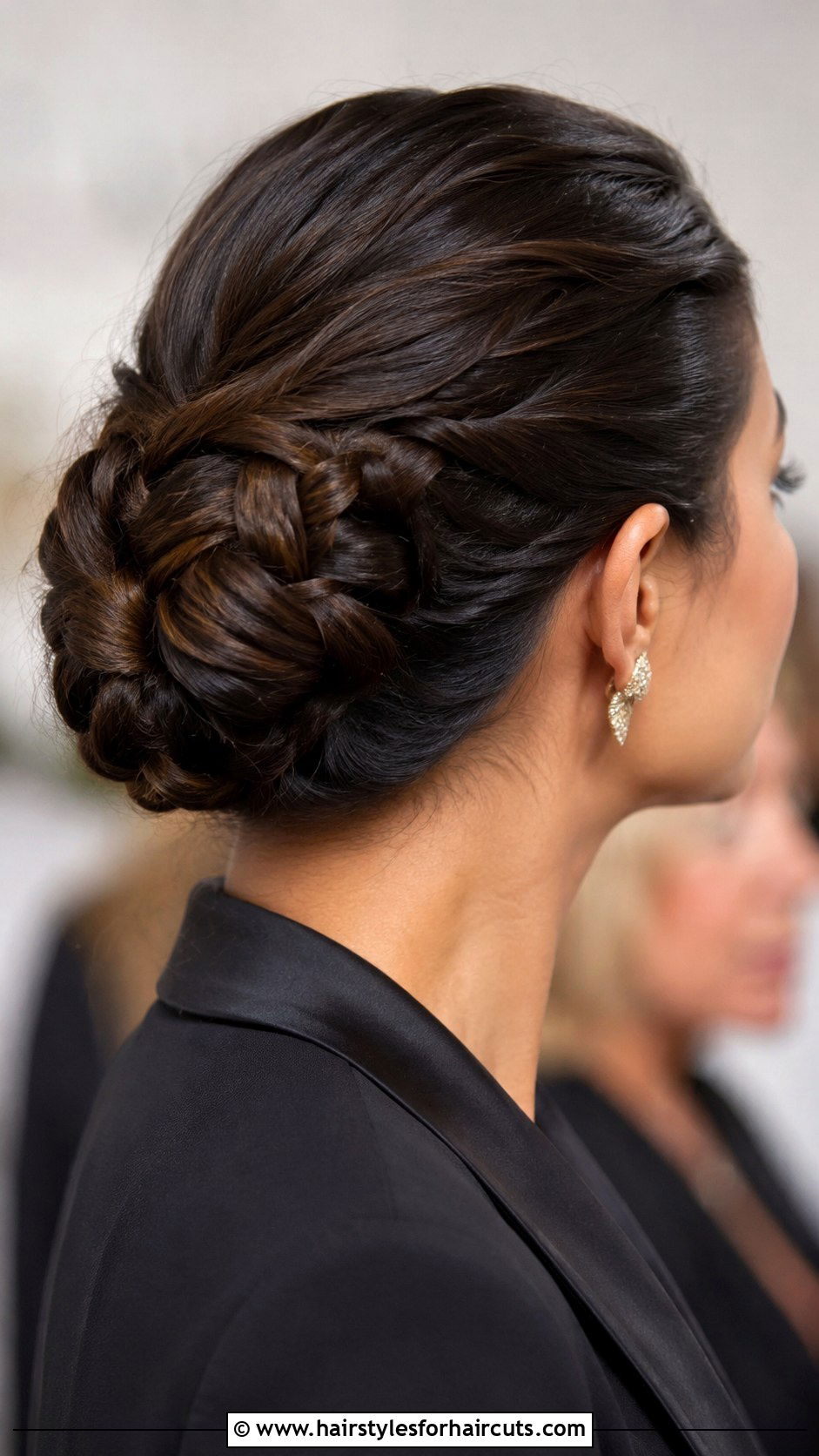 Braided Low Bun Updo - 25 easy date night hairstyles for long hair - 25 easy date night hairstyles for long hair