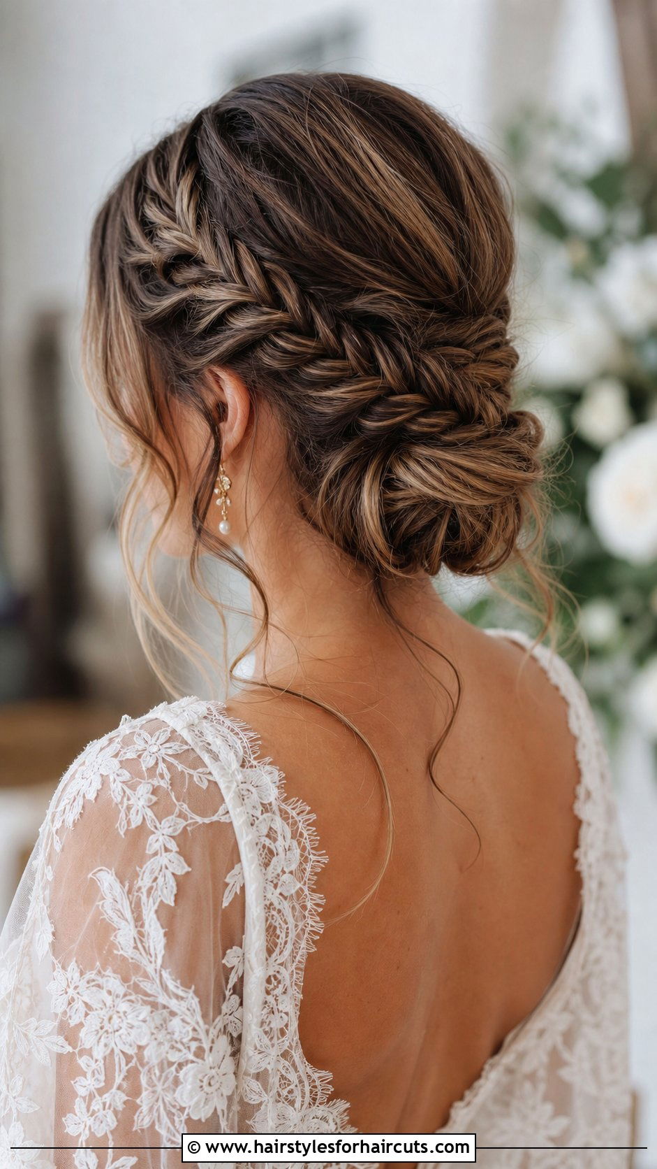 Braided Low Bun Wedding Hairstyle - 25 wedding hairstyles shoulder length - 25 wedding hairstyles shoulder length