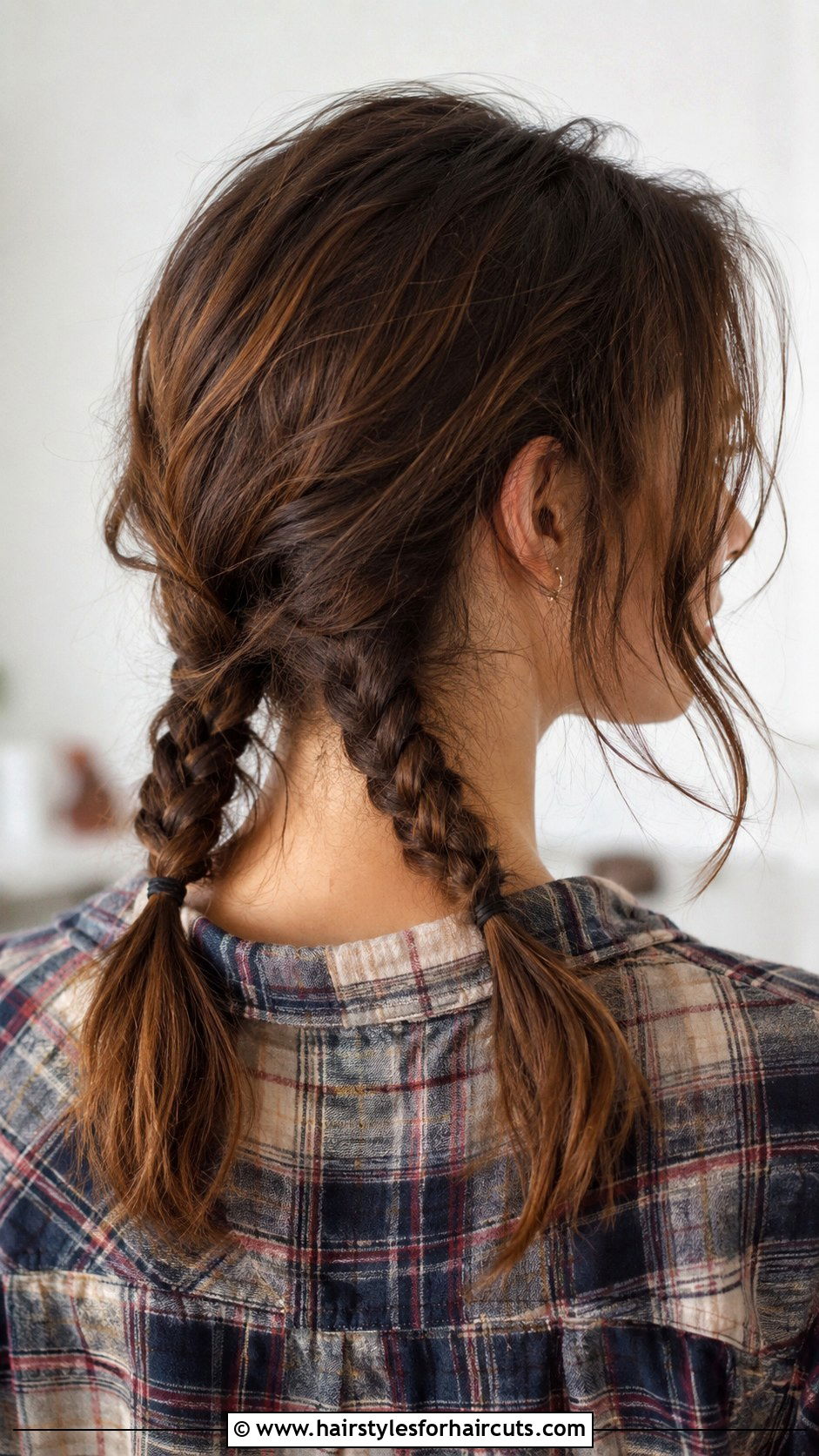 Braided Low Pigtails - 25 hairstyles when growing out hair - 25 hairstyles when growing out hair