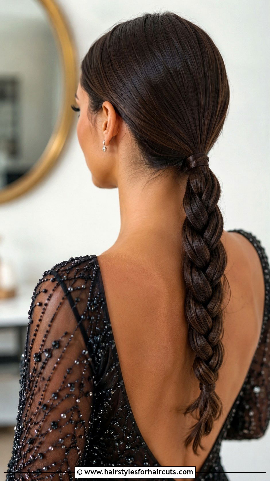 Braided Low Ponytail - 25 gala hairstyles for medium hair - 25 gala hairstyles for medium hair