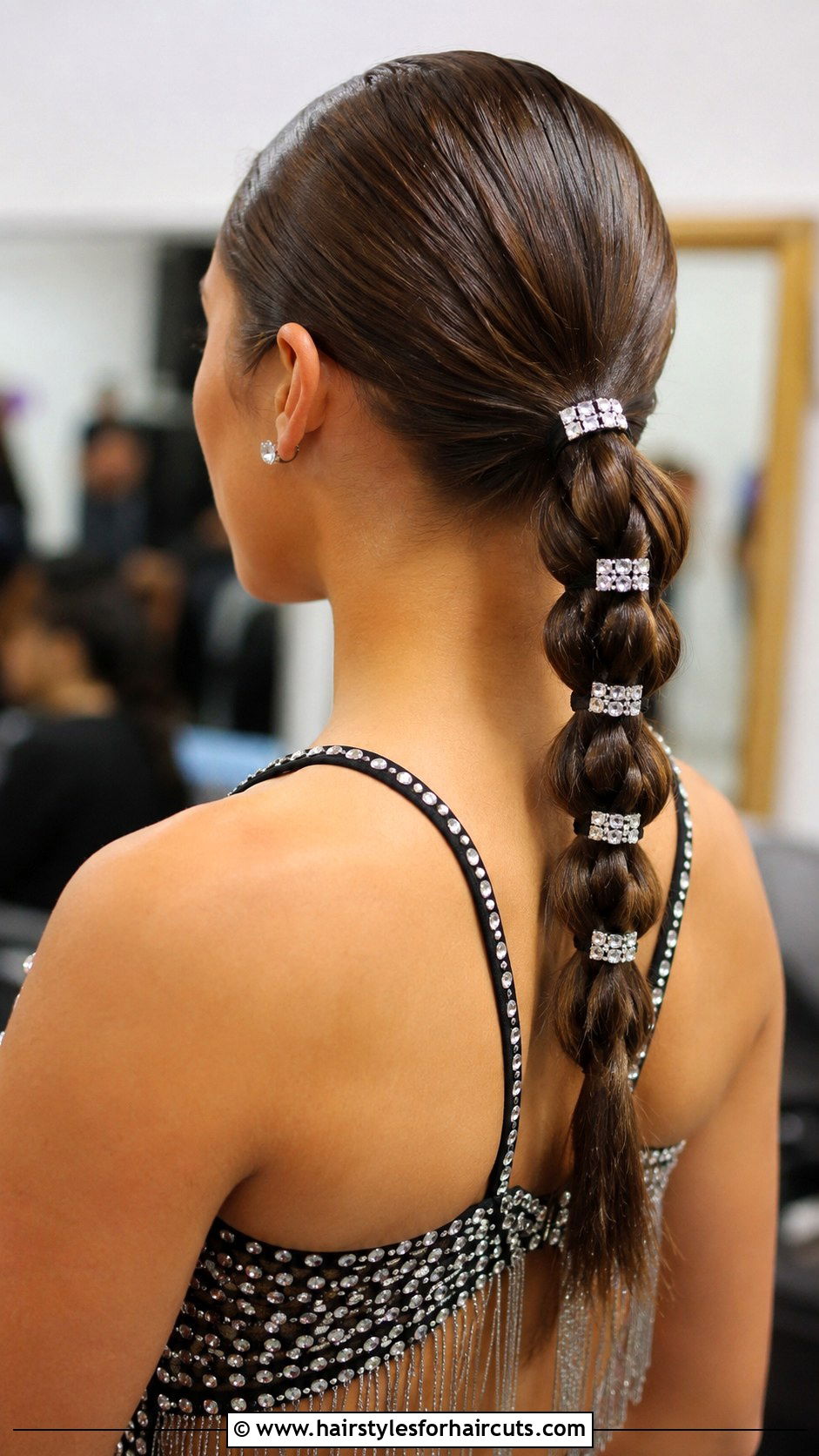 Braided Low Ponytail With Accessories - 25 dance hairstyles - 25 dance hairstyles