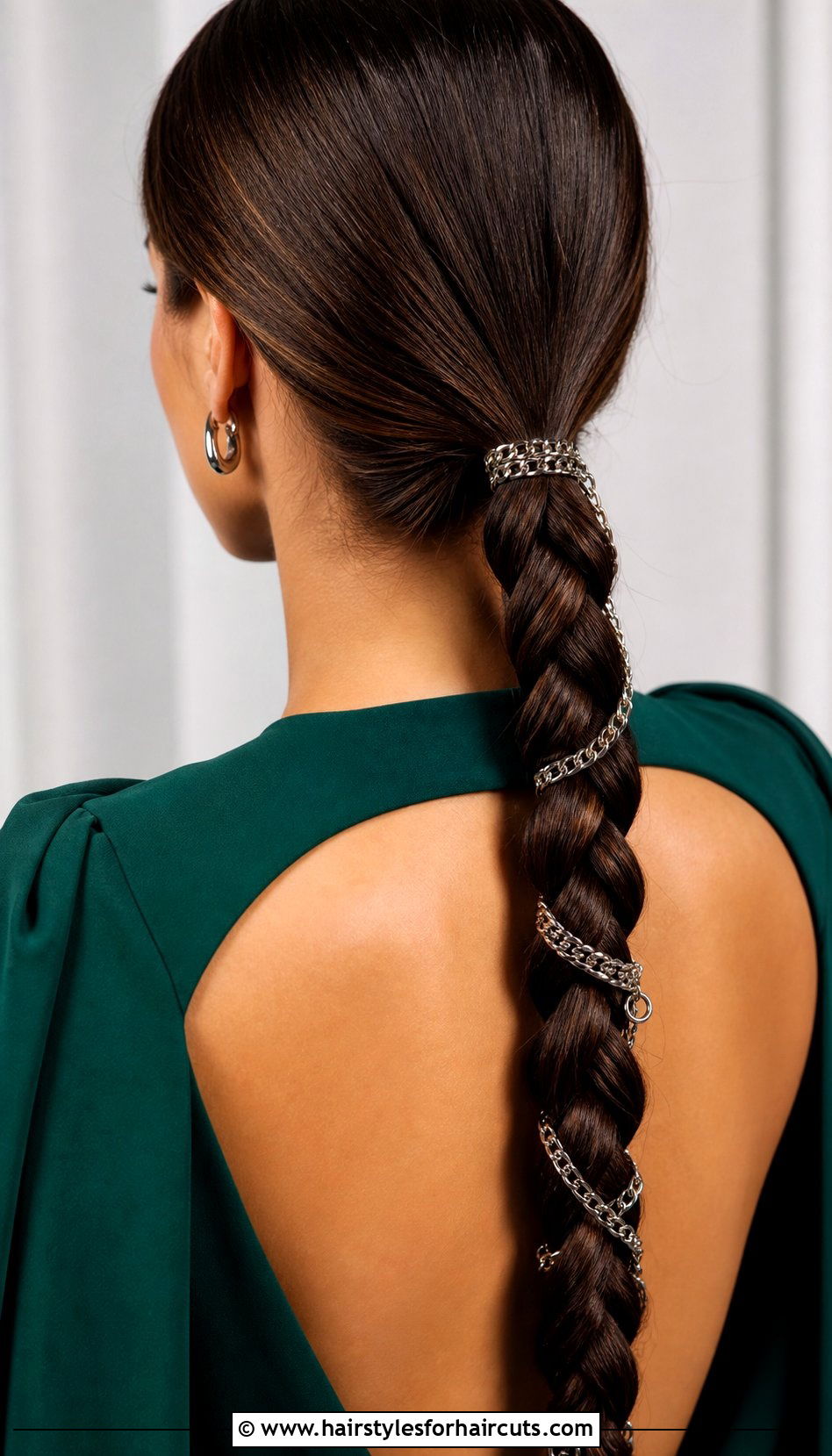 Braided Low Ponytail With Hair Jewelry - 25 long hair mexican quinceanera hairstyles - 25 long hair mexican quinceanera hairstyles