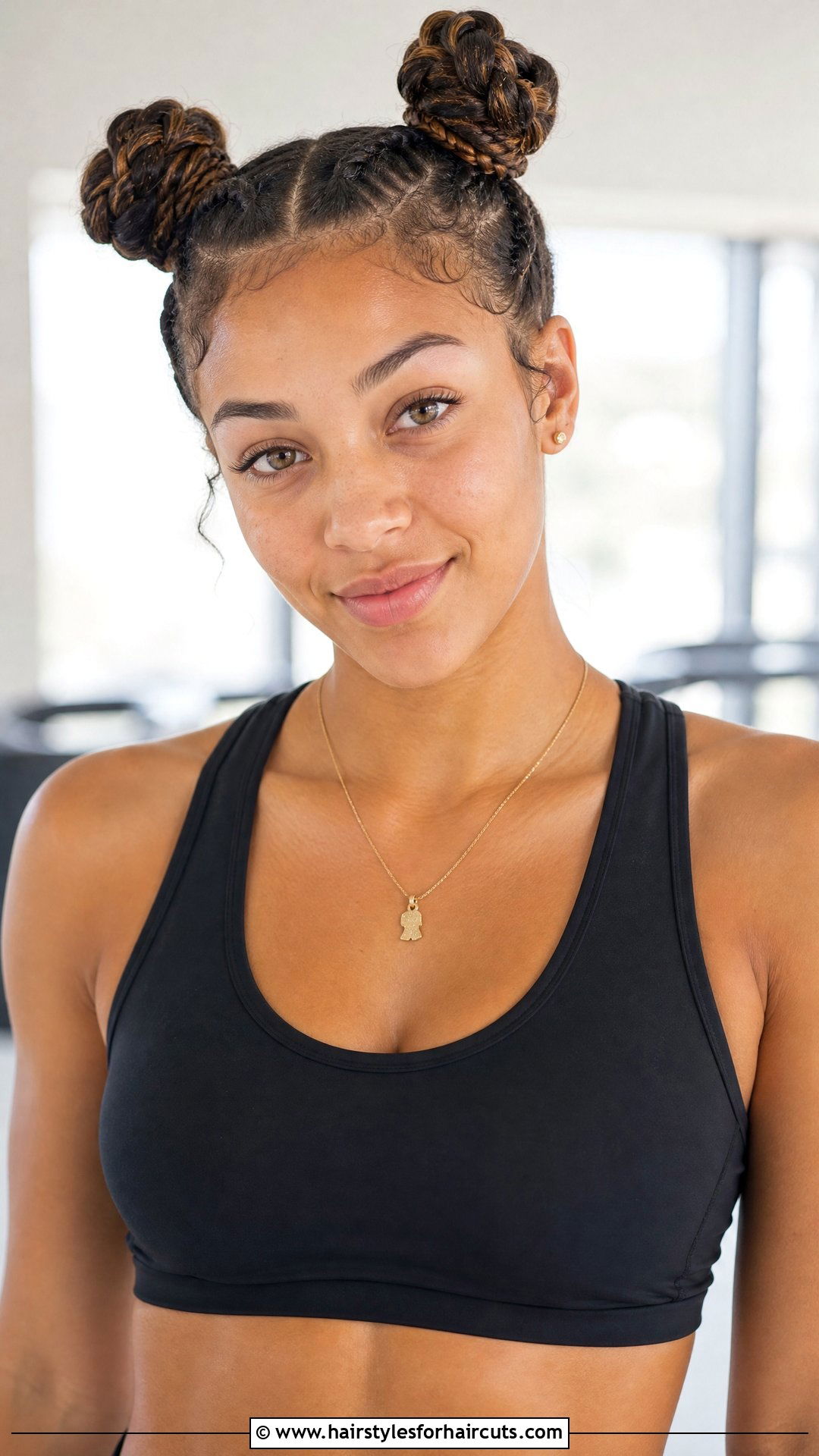 Braided Space Buns Medium Hair - 25 workout hairstyles for medium hair - 25 workout hairstyles for medium hair