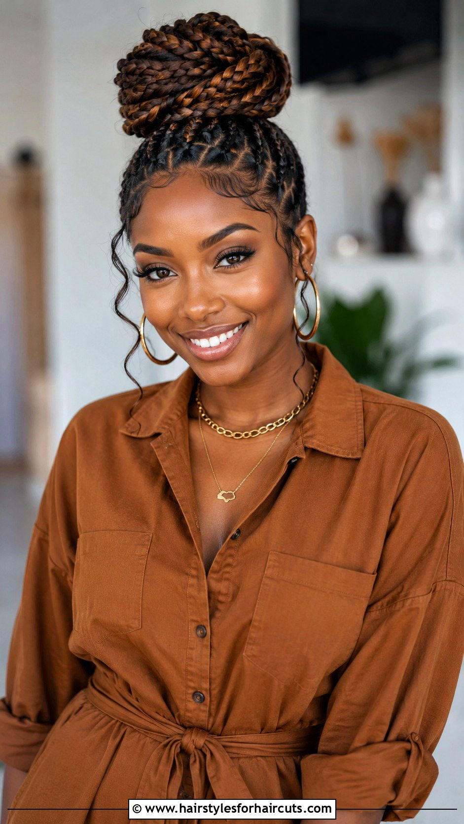 Braided Top Knot - 25 date night hairstyles for medium hair - 25 date night hairstyles for medium hair