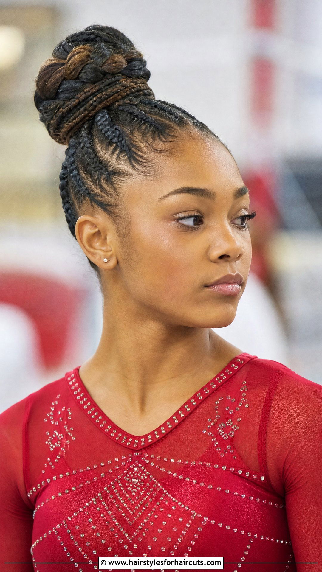 Braided Top Knot Gymnastics Hairstyle For Long Hair - 25 gymnastics hairstyles for long hair - 25 gymnastics hairstyles for long hair