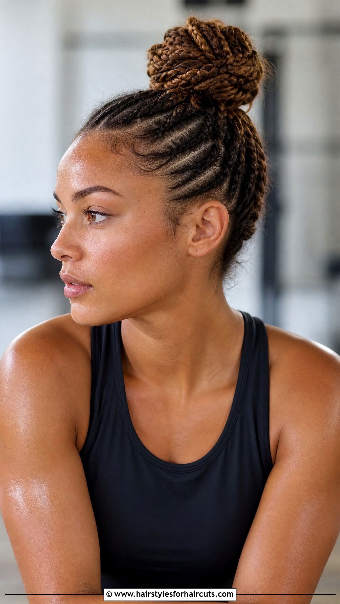 Braided Top Knot Medium Hair - 25 workout hairstyles for medium hair - 25 workout hairstyles for medium hair