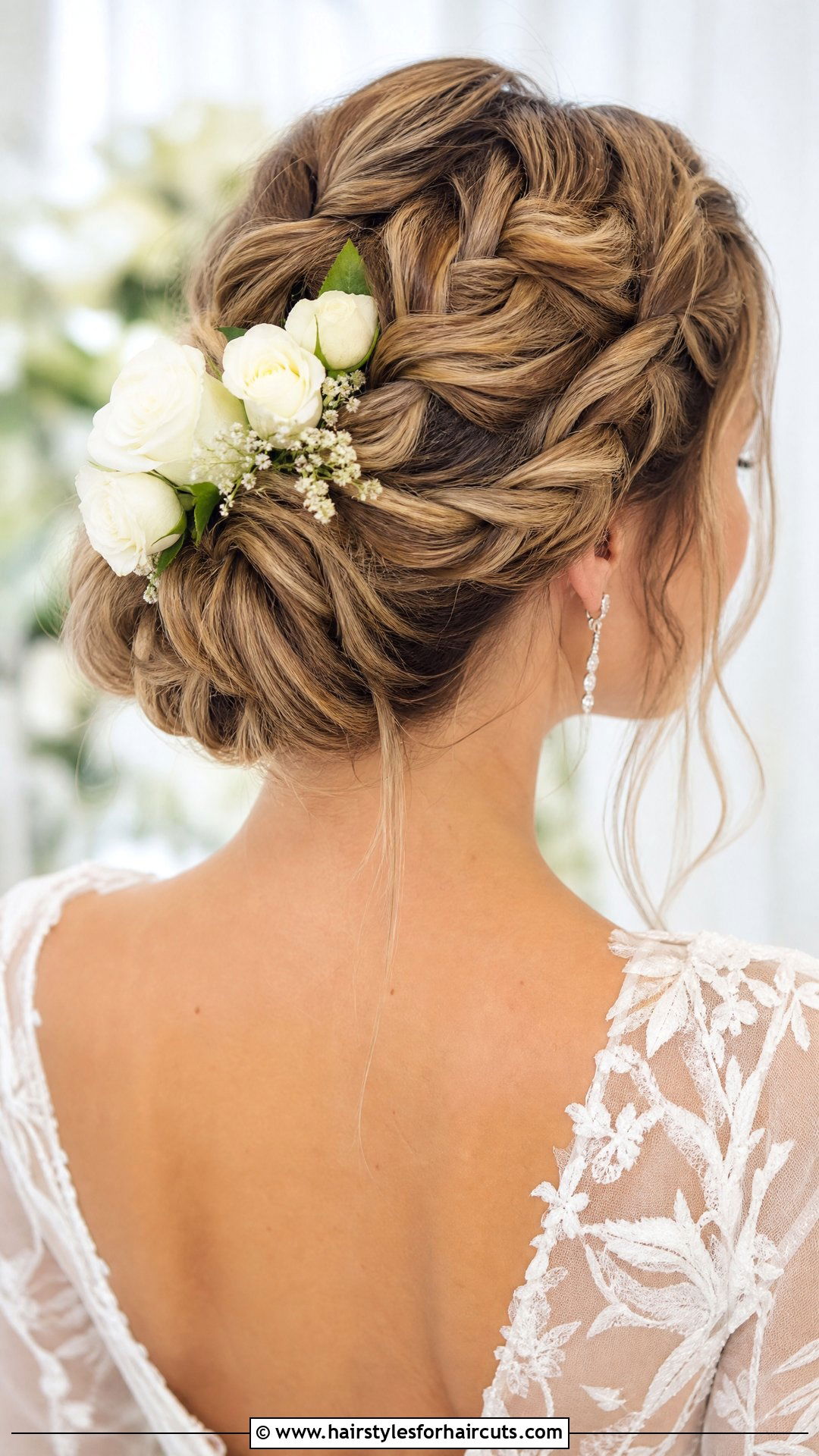 Braided Updo With Fresh Roses - 25 flower hairstyles - 25 flower hairstyles