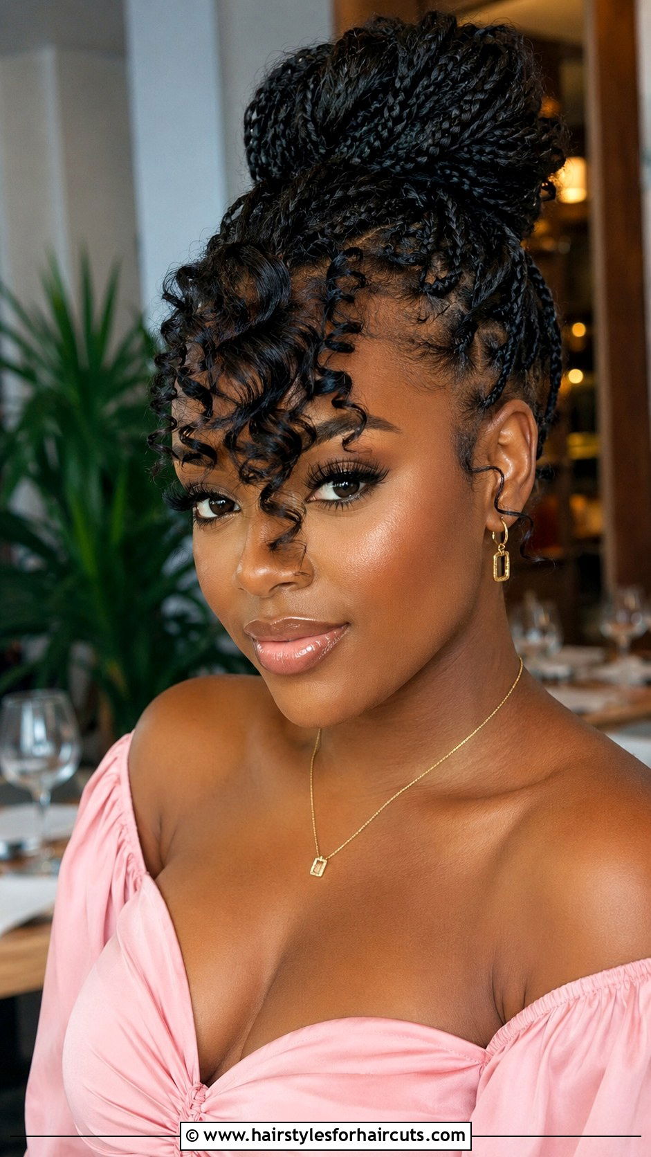 Braided Updo with Bangs - 25 braided updo hairstyles for black hair - 25 braided updo hairstyles for black hair