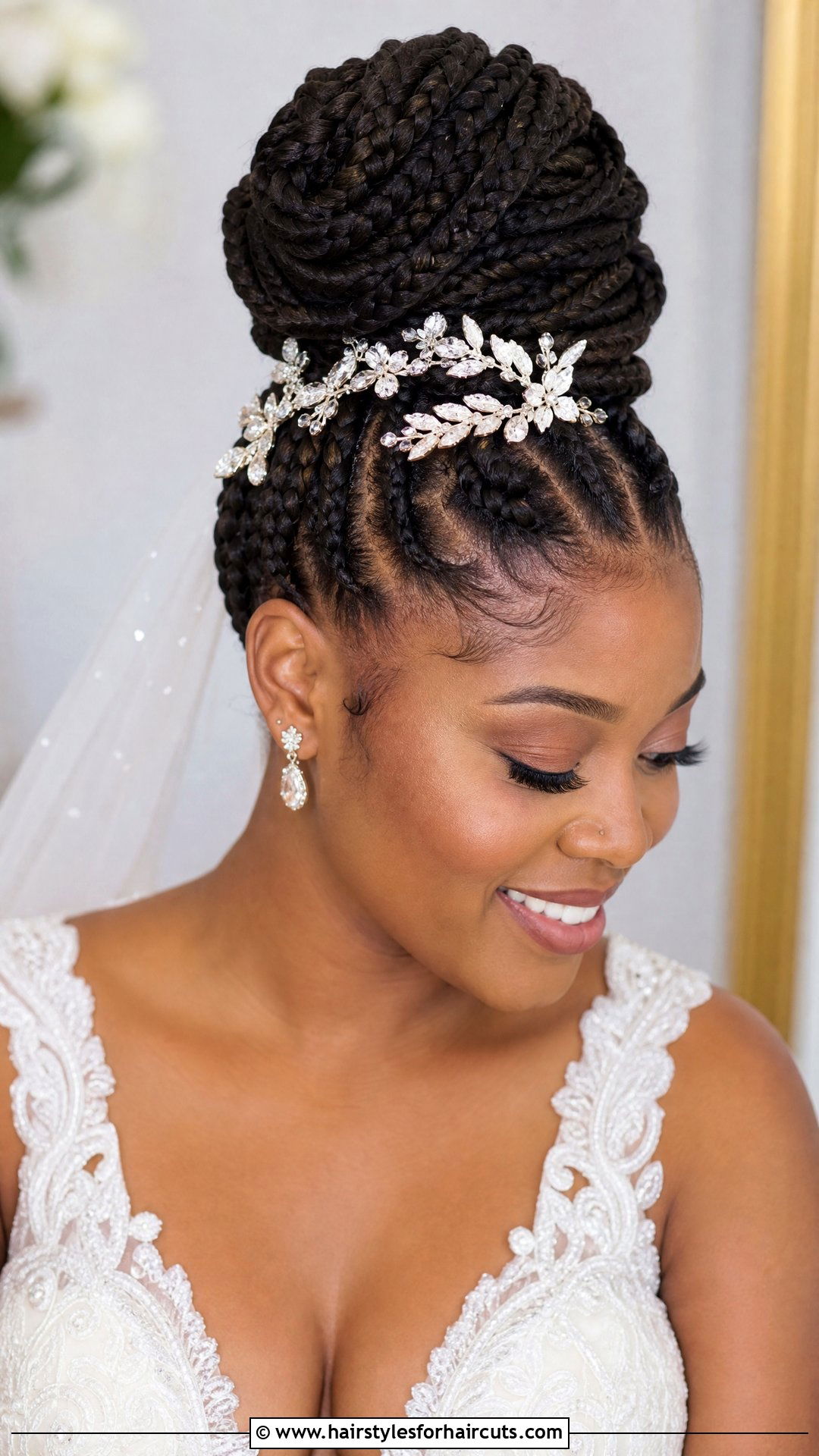 Bridal Box Braids Bun - 25 wedding hairstyles for afro hair - 25 wedding hairstyles for afro hair