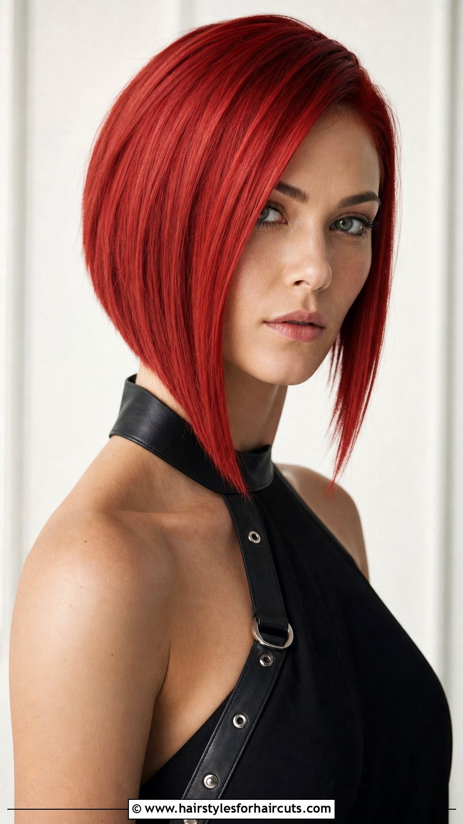 Bright Red Asymmetrical Bob - 25 short red hairstyles - 25 short red hairstyles