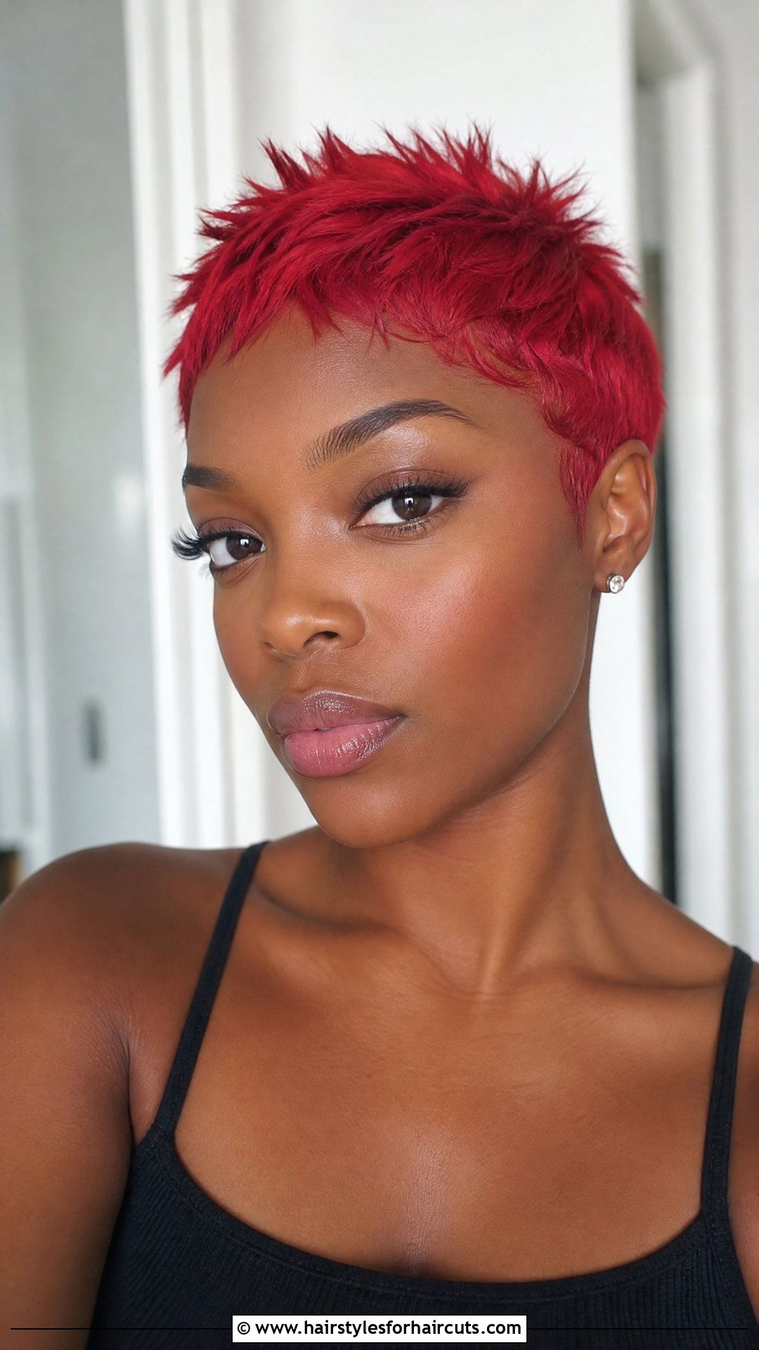 Bright Red Pixie Cut - 25 red hairstyles for black woman - 25 red hairstyles for black woman