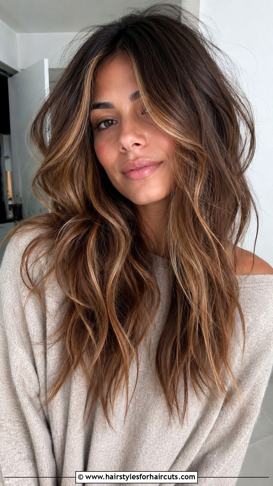 Bronze Balayage Front Layered Messy Long Hair - 25 balayage front layered haircuts for long hair - 25 balayage front layered haircuts for long hair
