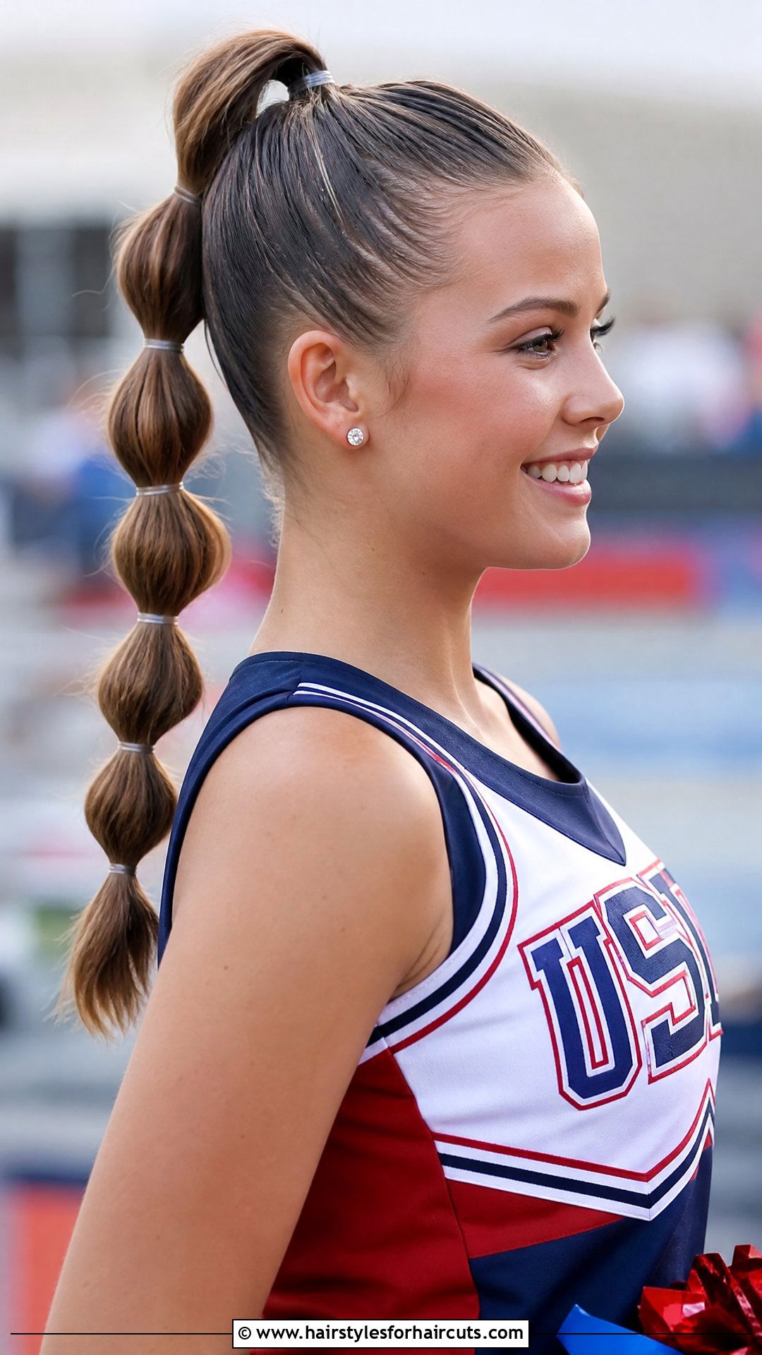 Bubble Braid High Ponytail - 25 hairstyles for cheerleaders - 25 hairstyles for cheerleaders