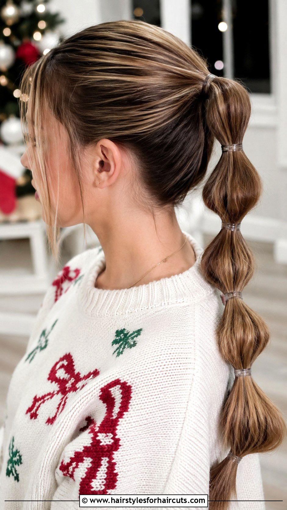 Bubble Braid Ponytail - 25 long hair christmas hairstyles - 25 long hair christmas hairstyles