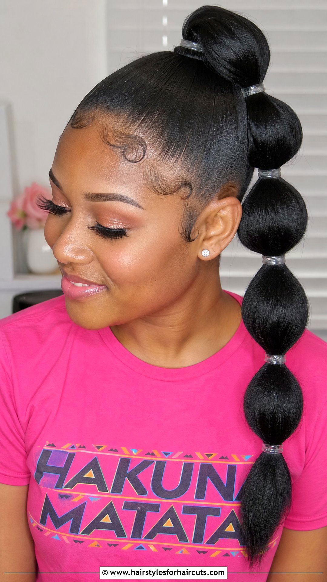 Bubble Braid Ponytail - 25 last minute hairstyles for black hair - 25 last minute hairstyles for black hair
