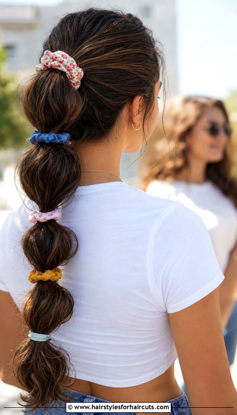 Bubble Braid With Scrunchies - 25 long hair scrunchie hairstyles - 25 long hair scrunchie hairstyles