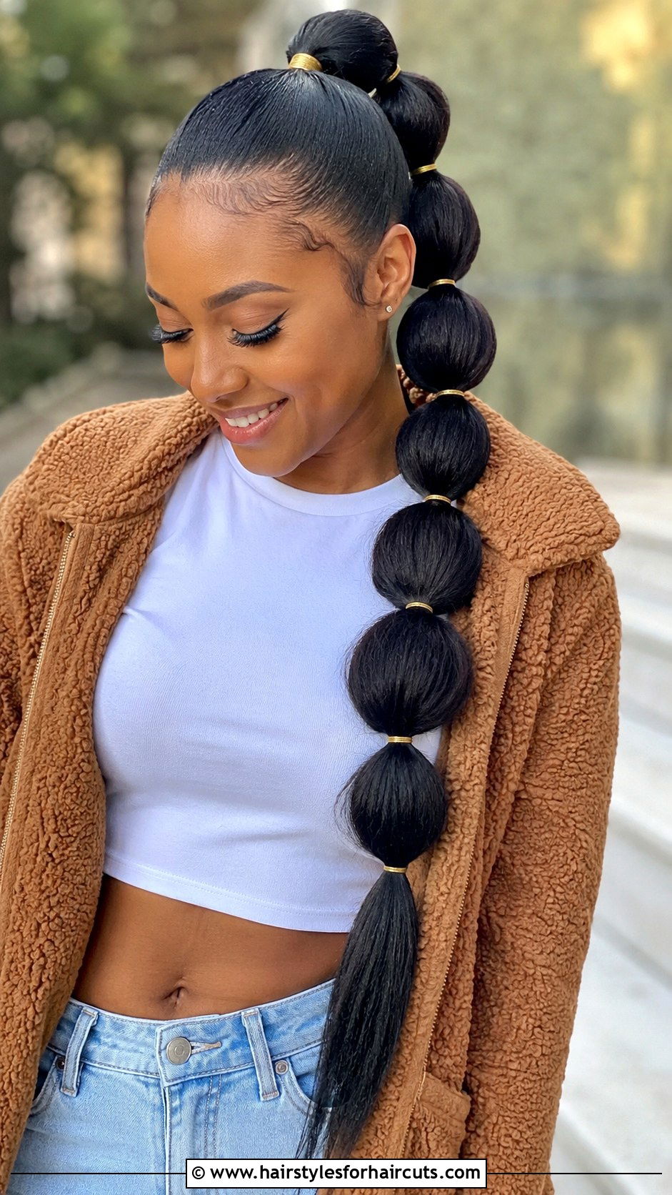 Bubble Braided Ponytail Extension - 25 fake ponytail hairstyles for black hair - 25 fake ponytail hairstyles for black hair