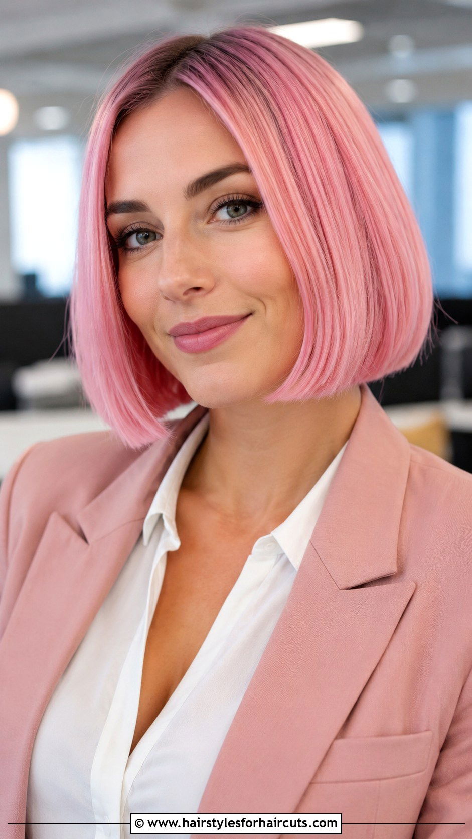 Bubblegum Pink Blunt Bob - 25 cute hairstyles for pink hair - 25 cute hairstyles for pink hair
