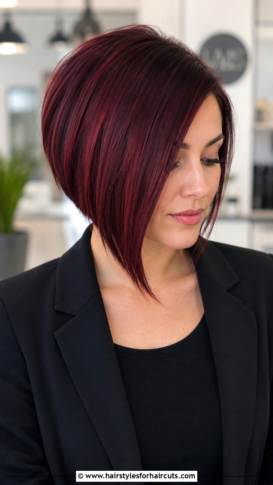 Burgundy Asymmetrical Bob - 25 burgundy hairstyles - 25 burgundy hairstyles