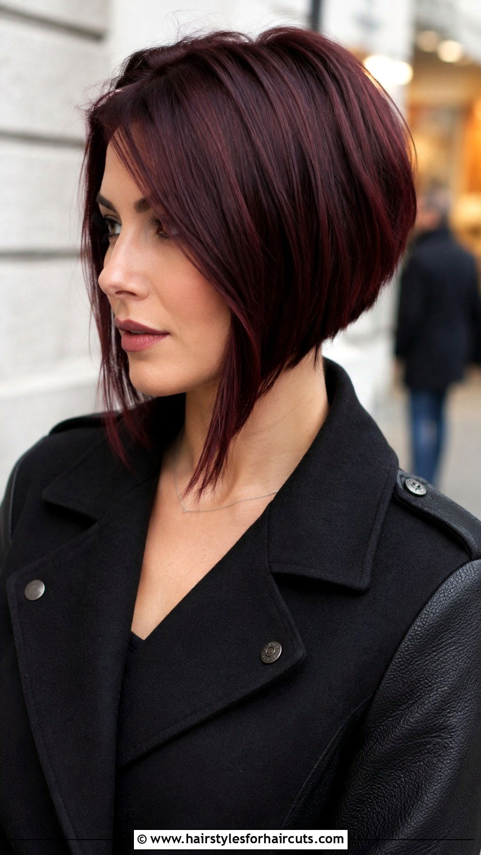 Burgundy Asymmetrical Bob - 25 cute fall hairstyles for short hair - 25 cute fall hairstyles for short hair