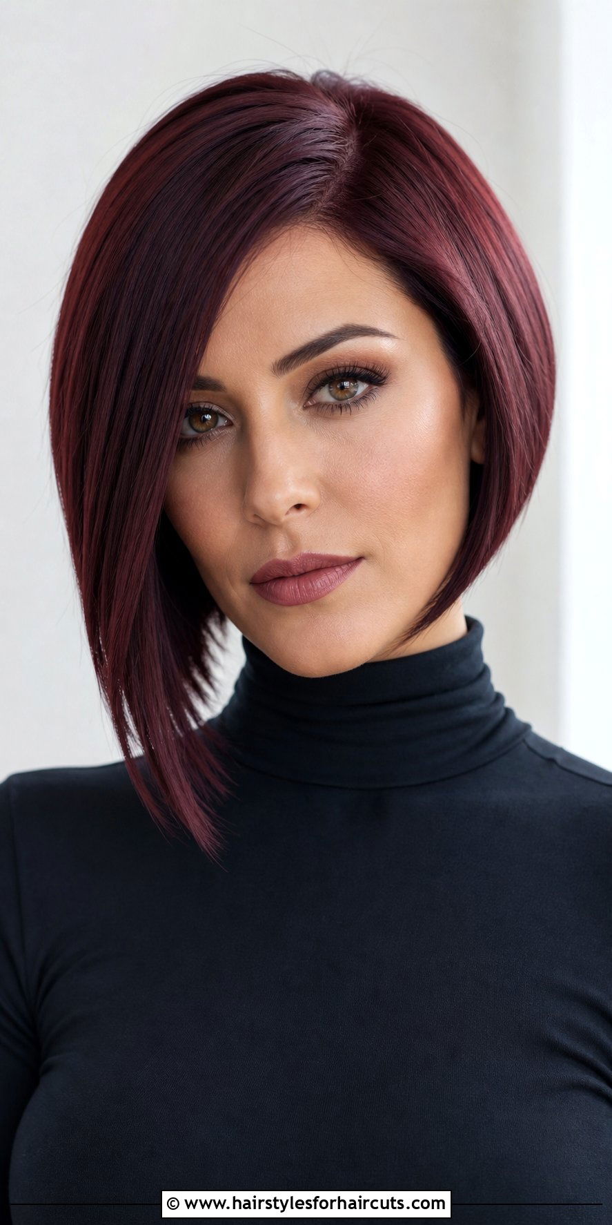 Burgundy Asymmetrical Bob - 25 burgundy hairstyles for black hair - 25 burgundy hairstyles for black hair