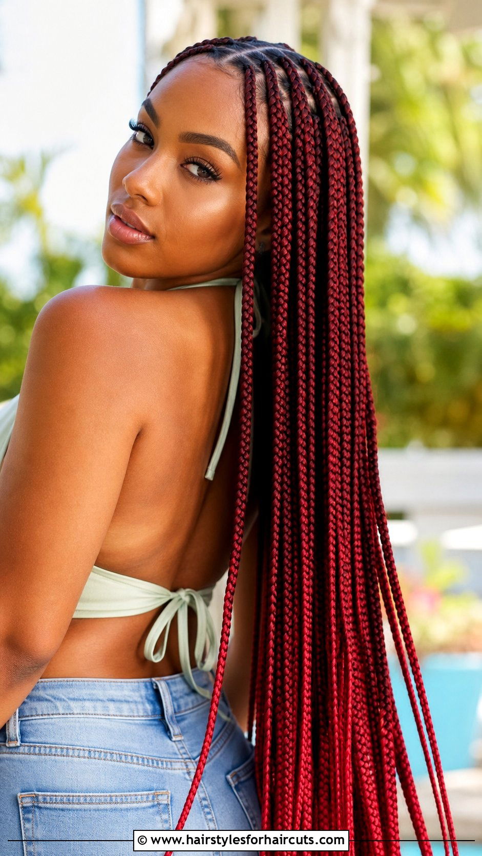 Burgundy Box Braids - 25 burgundy hairstyles for black hair - 25 burgundy hairstyles for black hair
