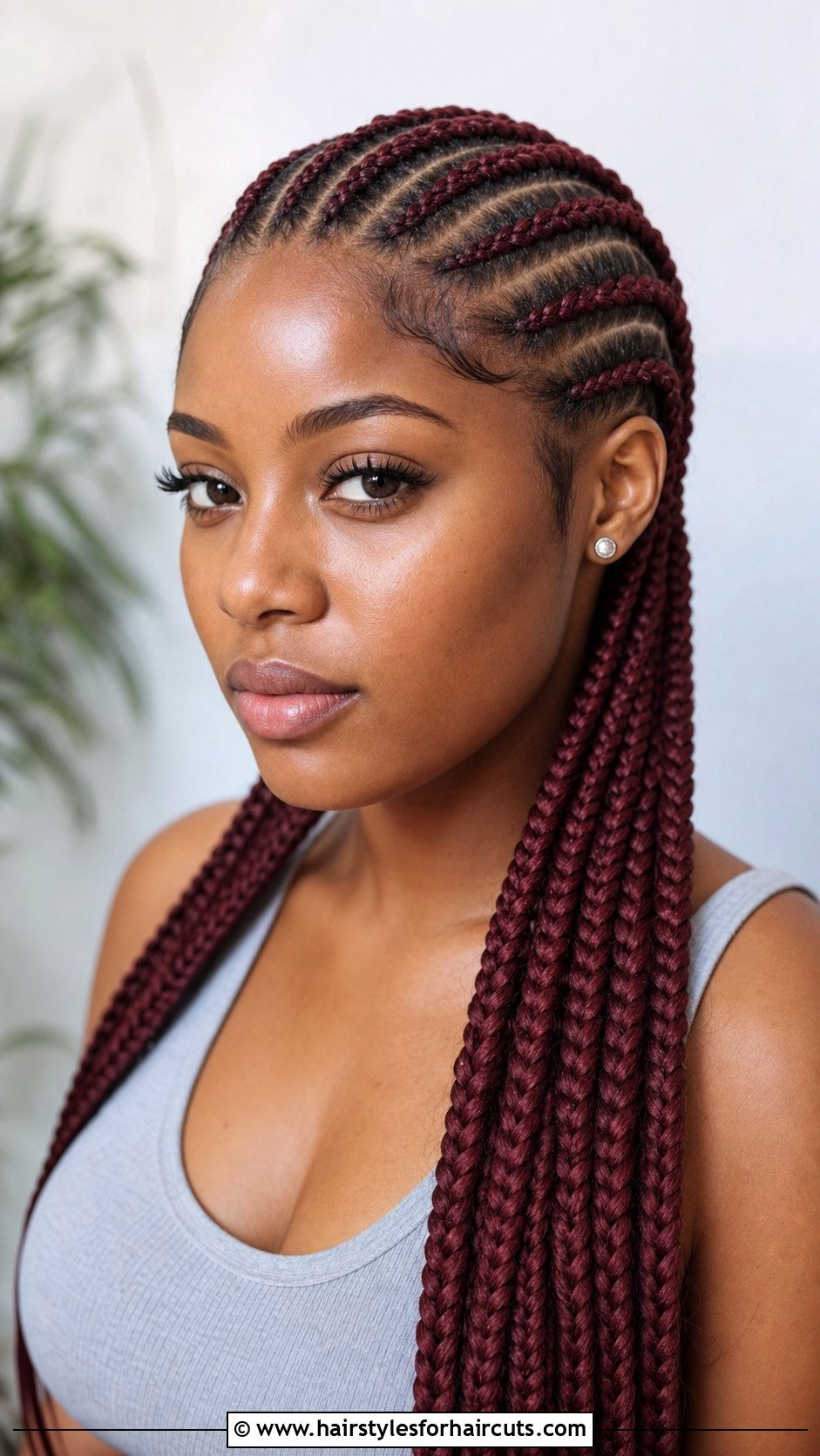 Burgundy Cornrows - 25 burgundy hairstyles for black hair - 25 burgundy hairstyles for black hair