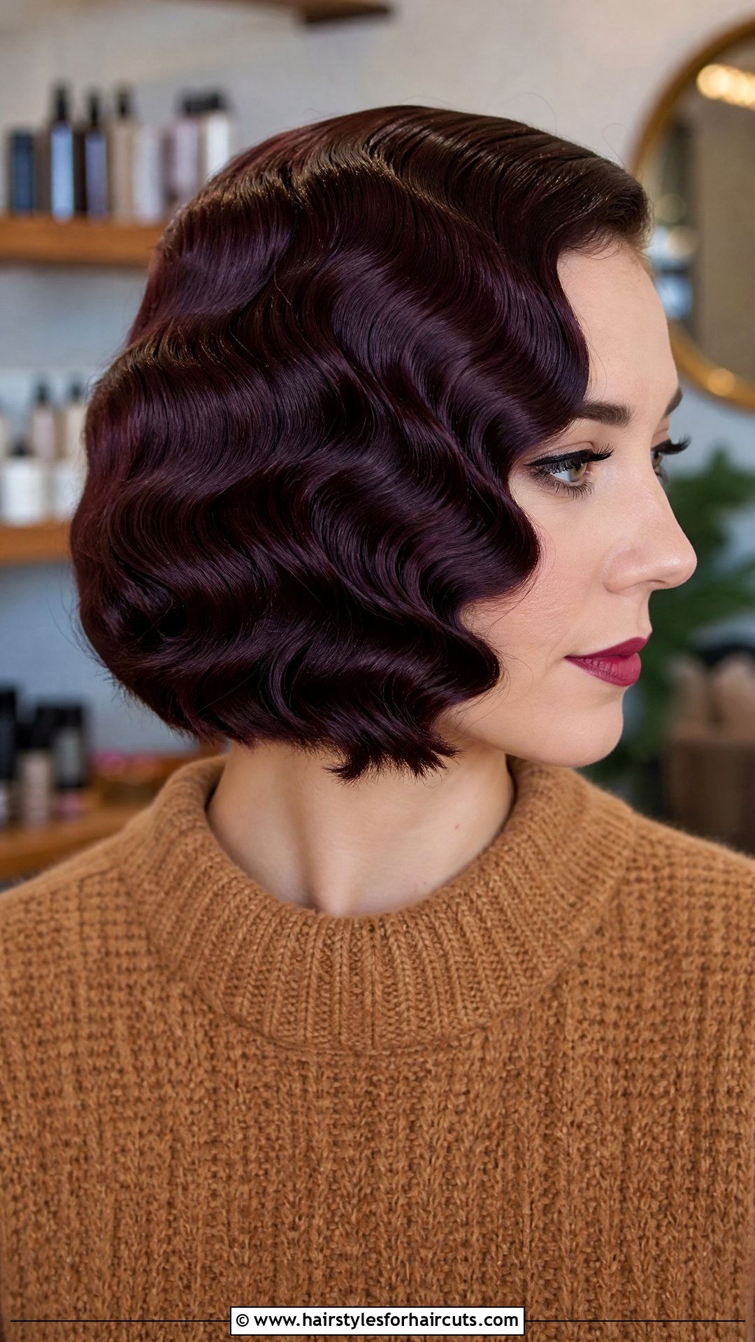 Burgundy Finger Wave Bob - 25 finger wave hairstyles for short black hair - 25 finger wave hairstyles for short black hair