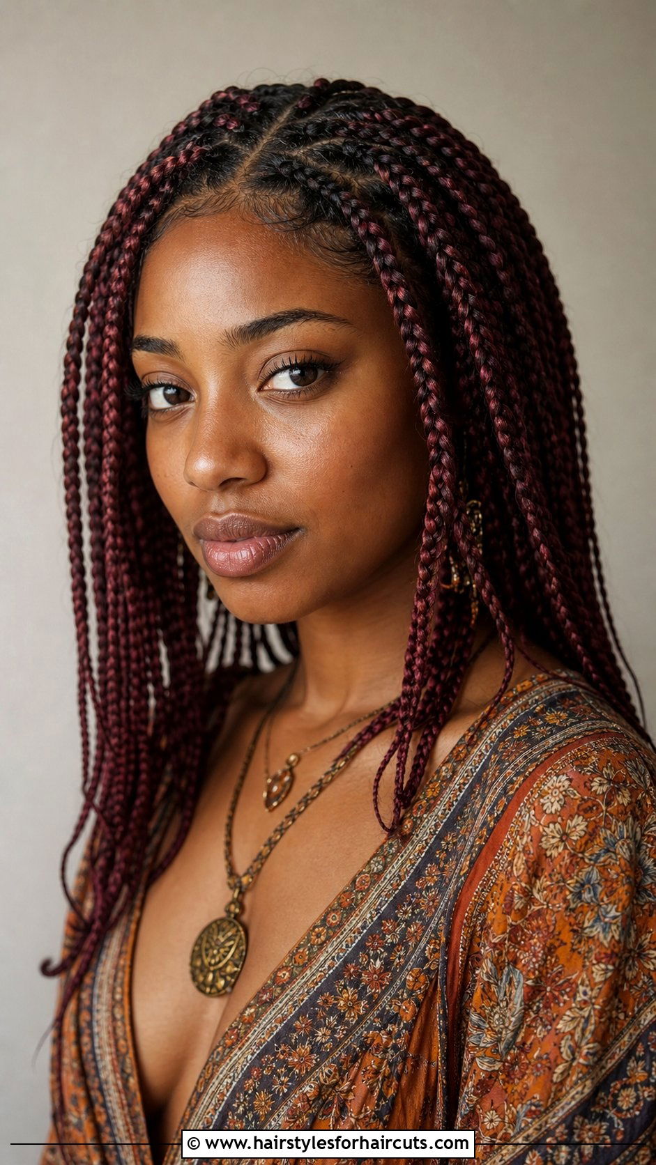 Burgundy Knotless Braids - 25 burgundy hairstyles for black hair - 25 burgundy hairstyles for black hair