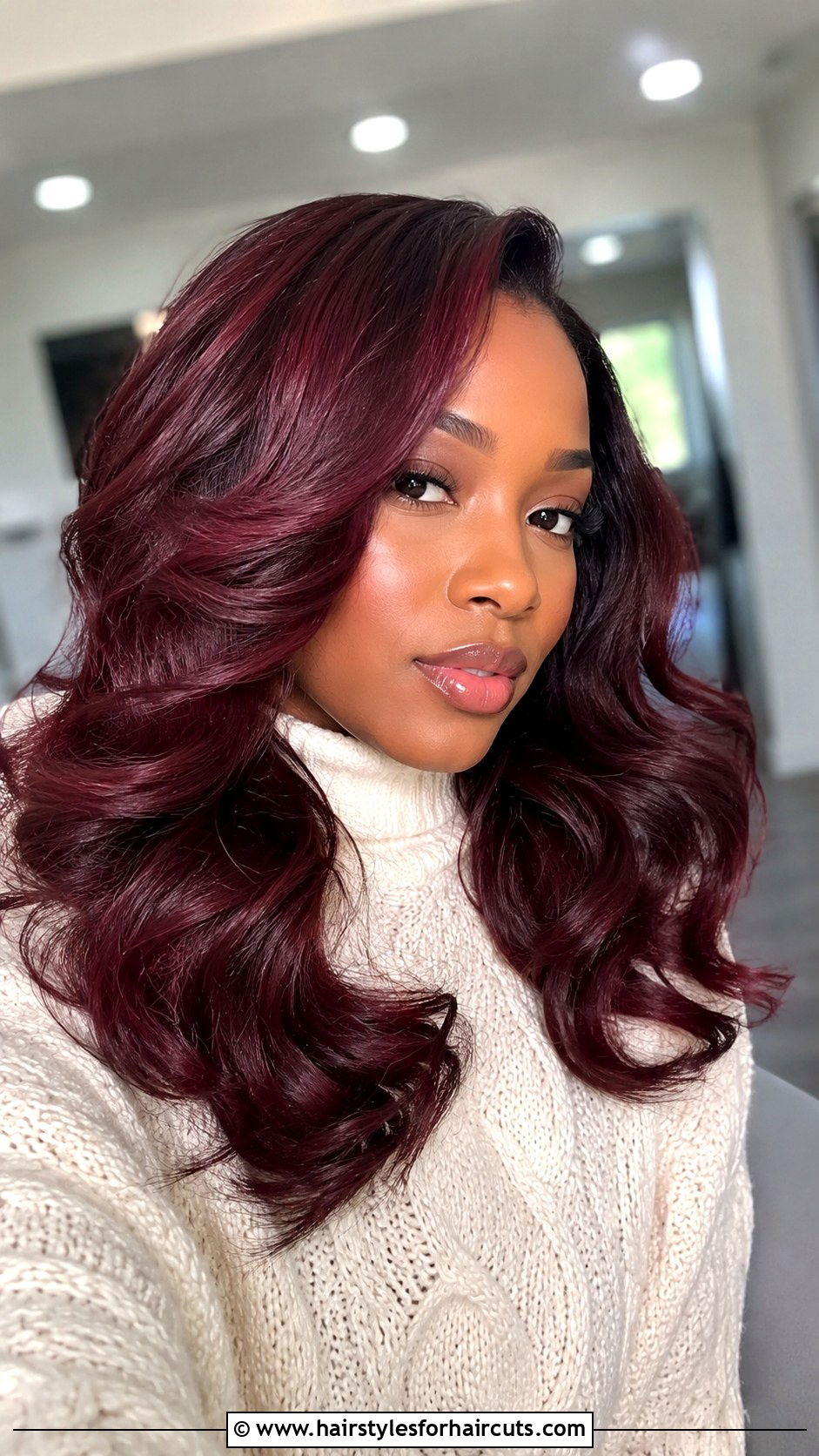 Burgundy Red Blowout - 25 blowout hairstyles for black hair - 25 blowout hairstyles for black hair