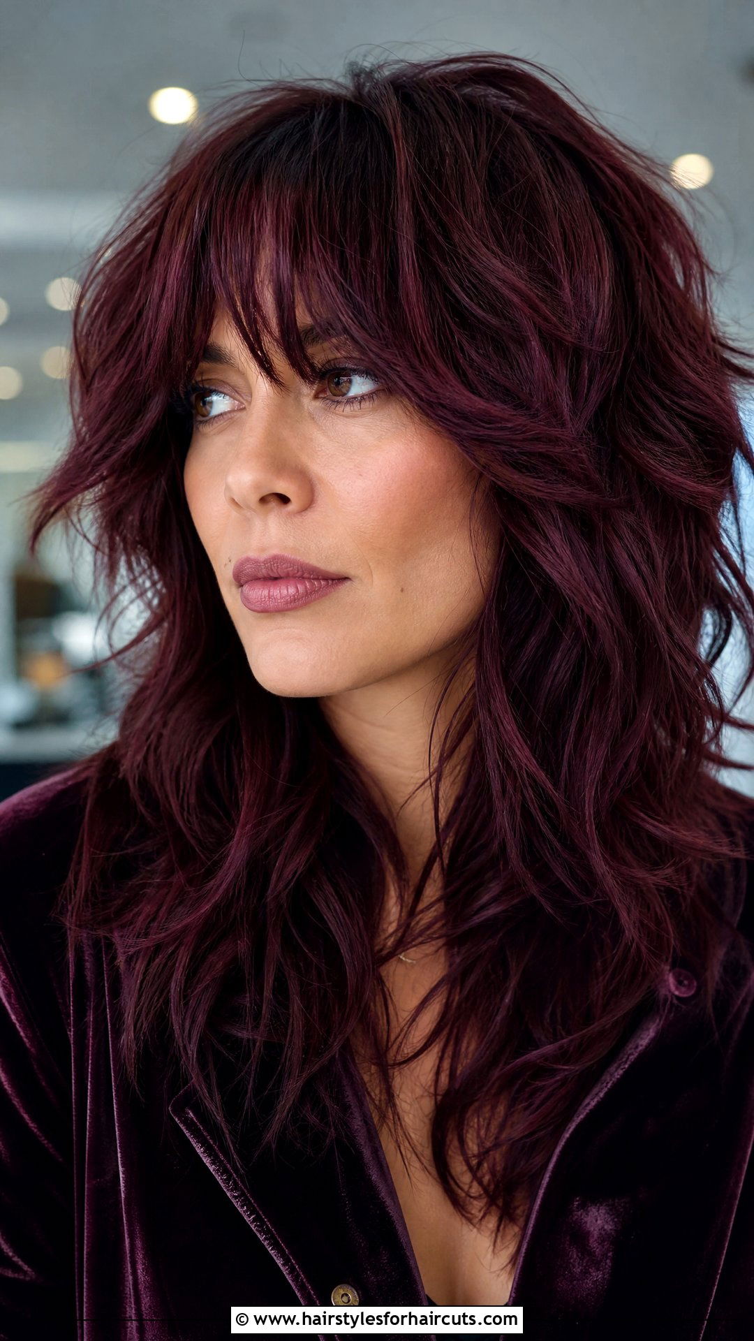 Burgundy Velvet Shag - 25 fall hairstyles and colors - 25 fall hairstyles and colors