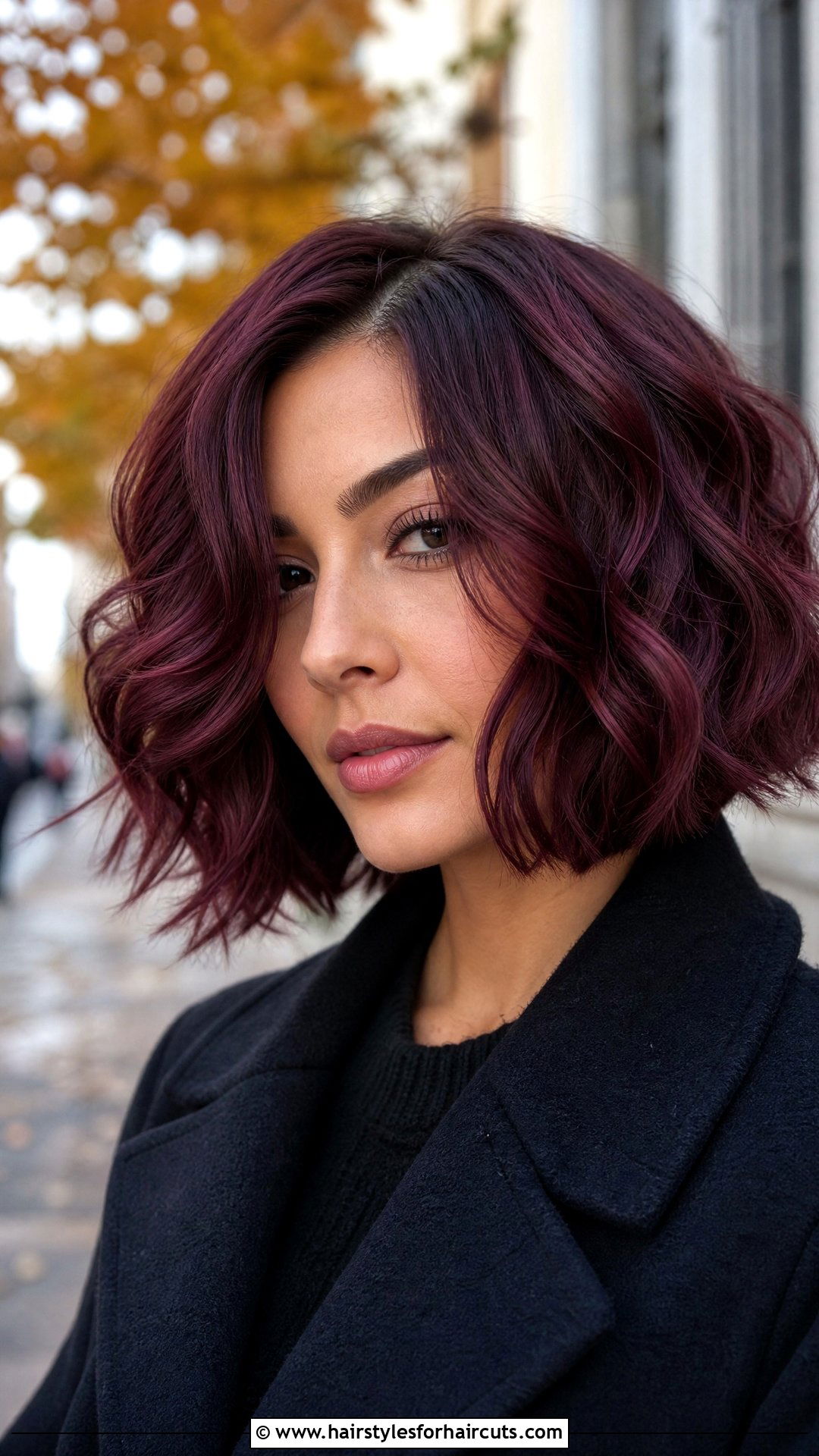Burgundy Wine Wavy Bob - 25 color hairstyles - 25 color hairstyles