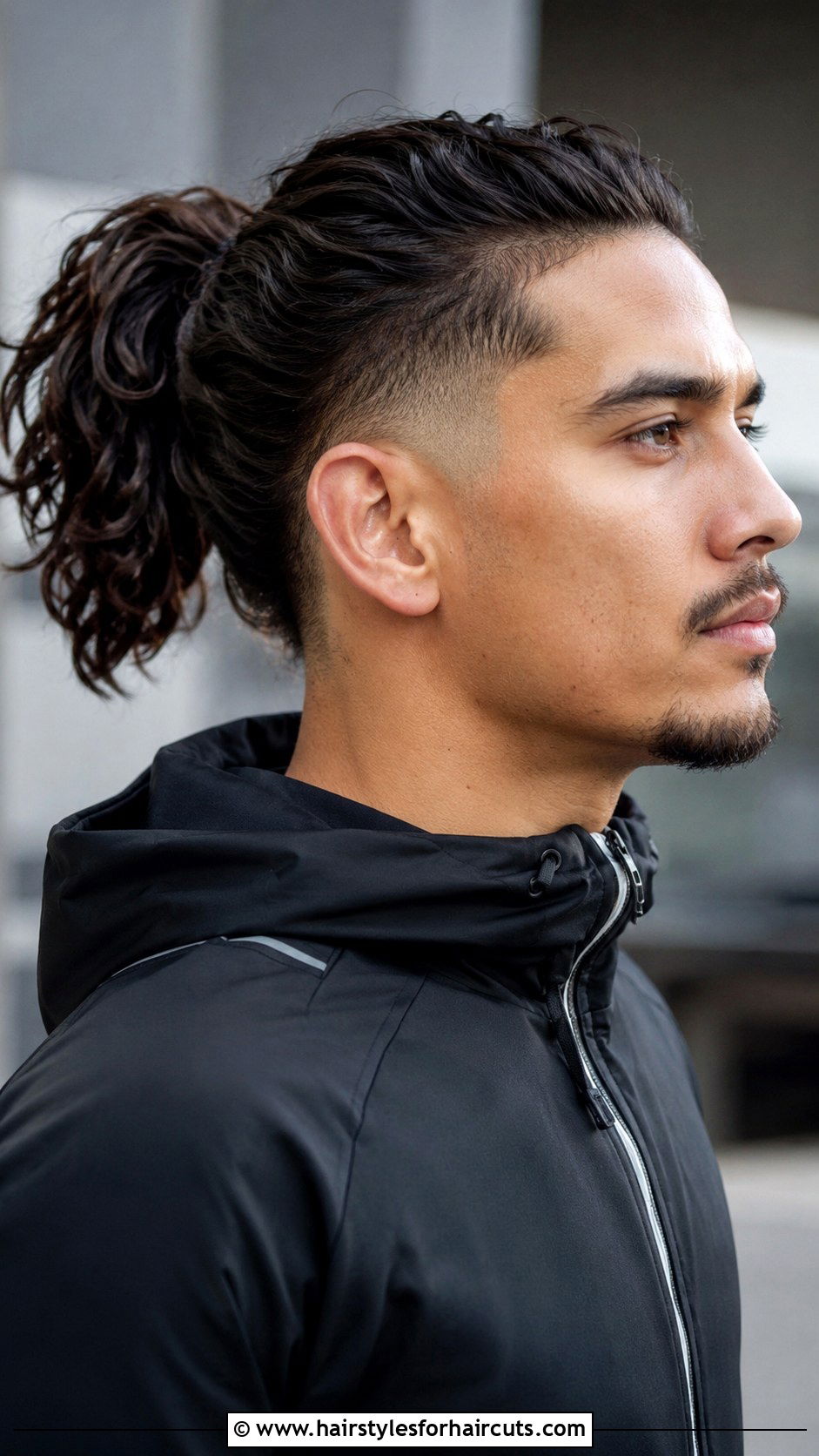Burst Fade With Long Ponytail - 25 fade haircuts with long hair - 25 fade haircuts with long hair