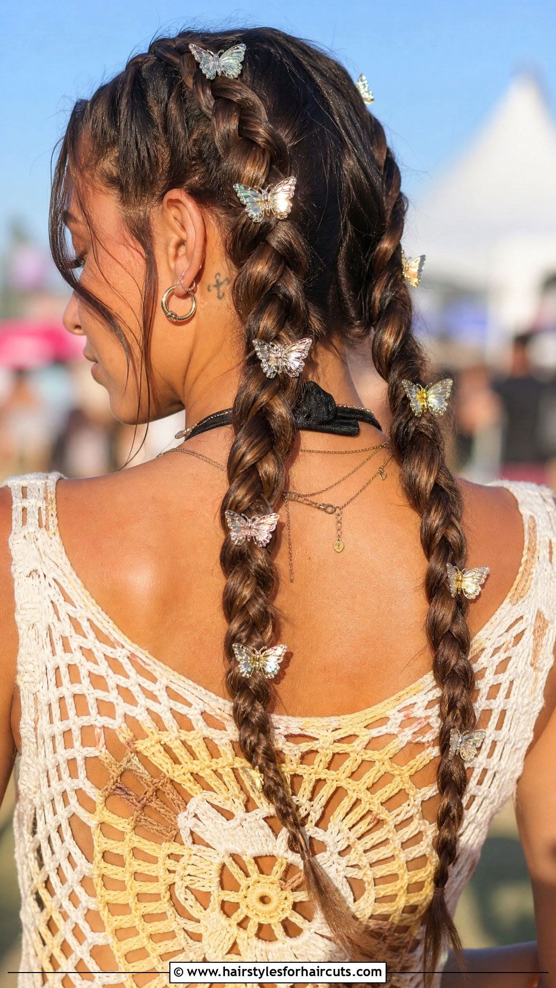 Butterfly Clip Double Dutch Braids - 25 y2k hair clip hairstyles - 25 y2k hair clip hairstyles